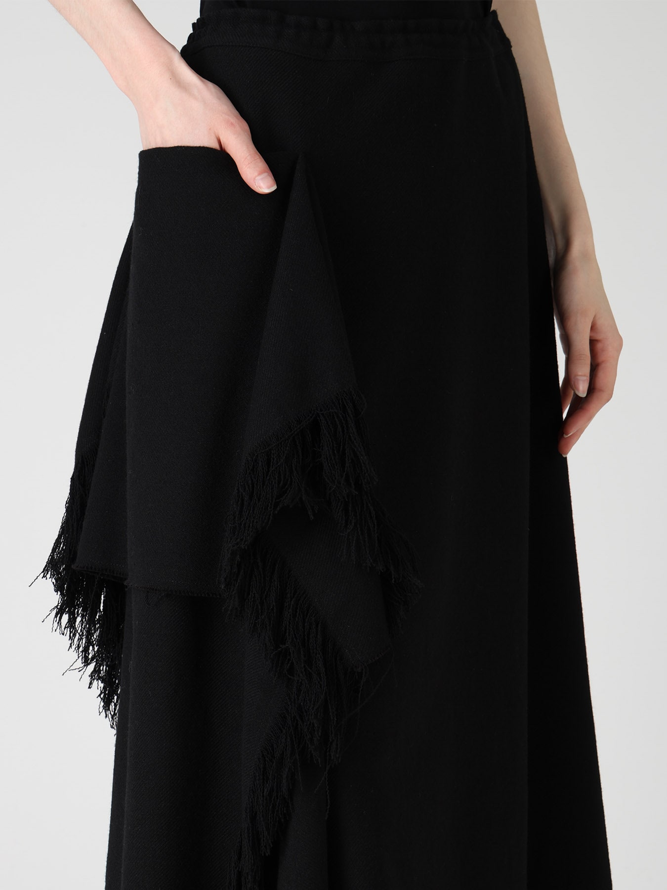 WOOL BLEND KERSEY DRAPE SKIRT