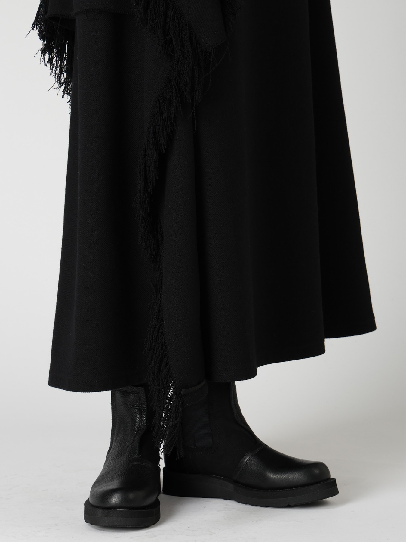 WOOL BLEND KERSEY DRAPE SKIRT
