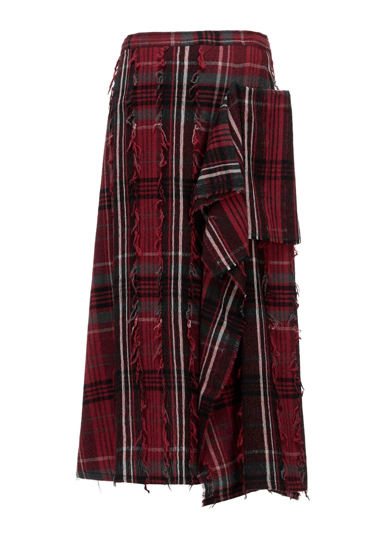 WOOL PLAID CUT JACQUARD RIGHT DRAPE SKIRT