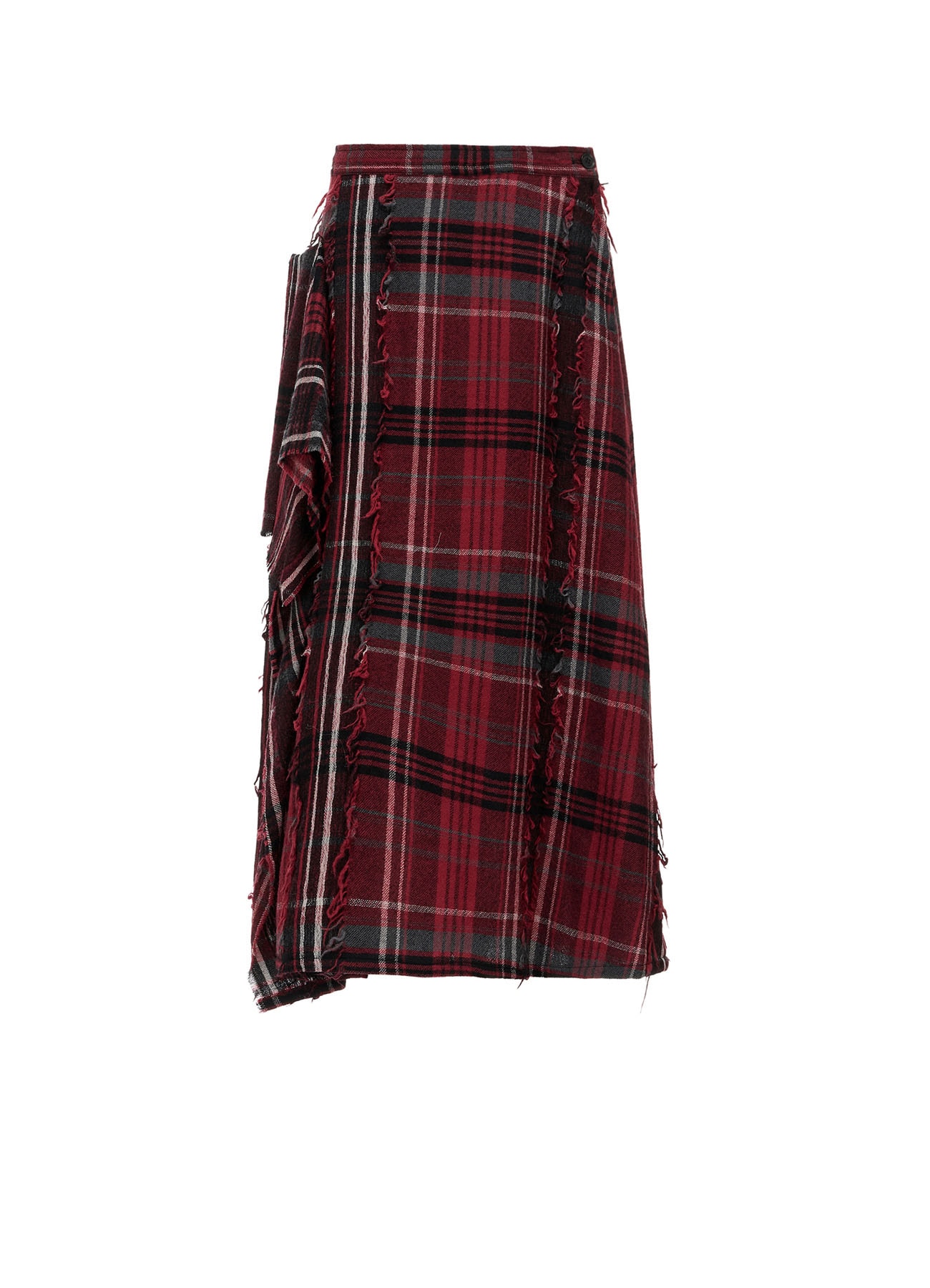 WOOL PLAID CUT JACQUARD RIGHT DRAPE SKIRT