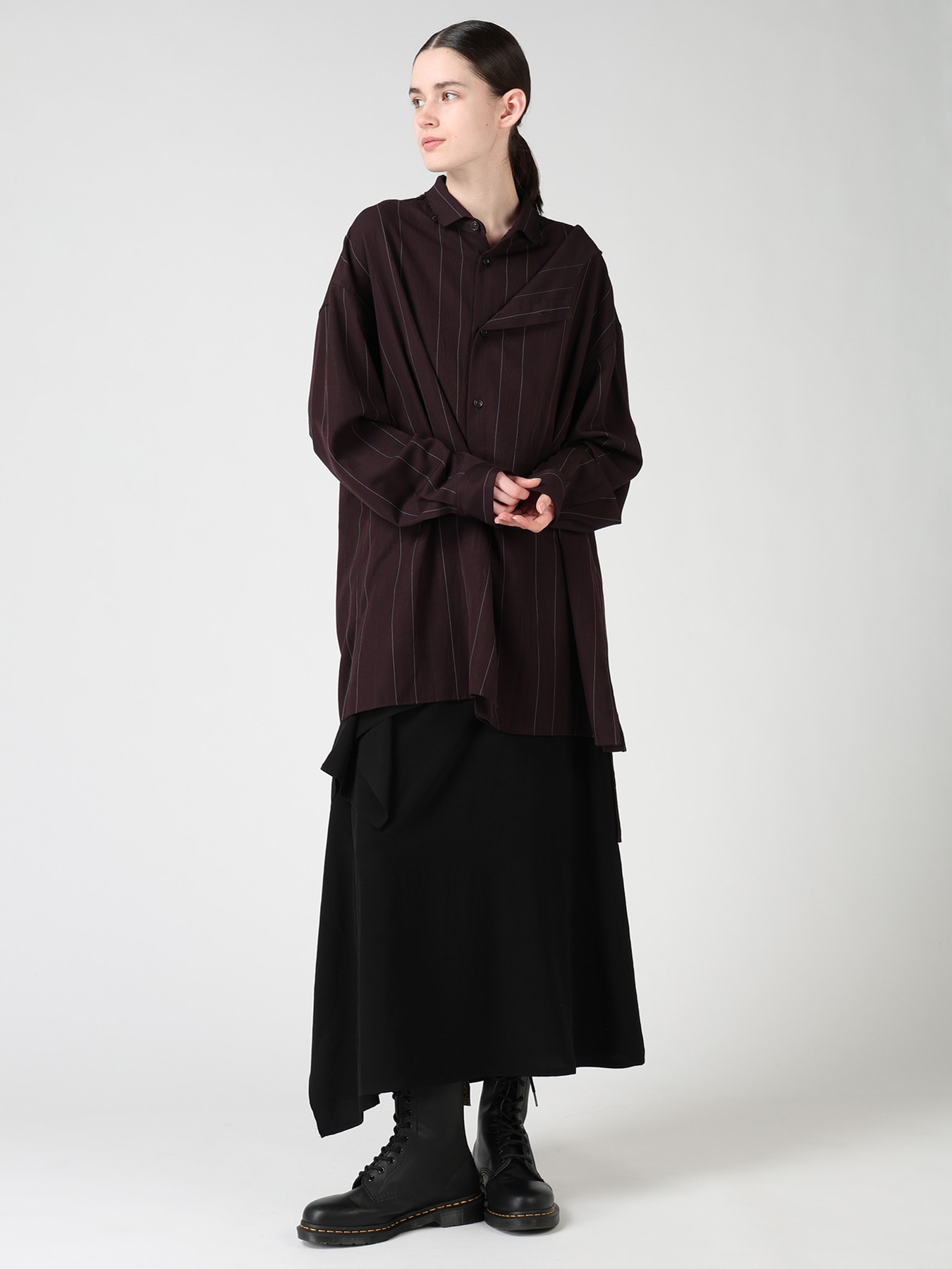 TA/PE CREPE DE CHINE RIGHT DRAPE SKIRT