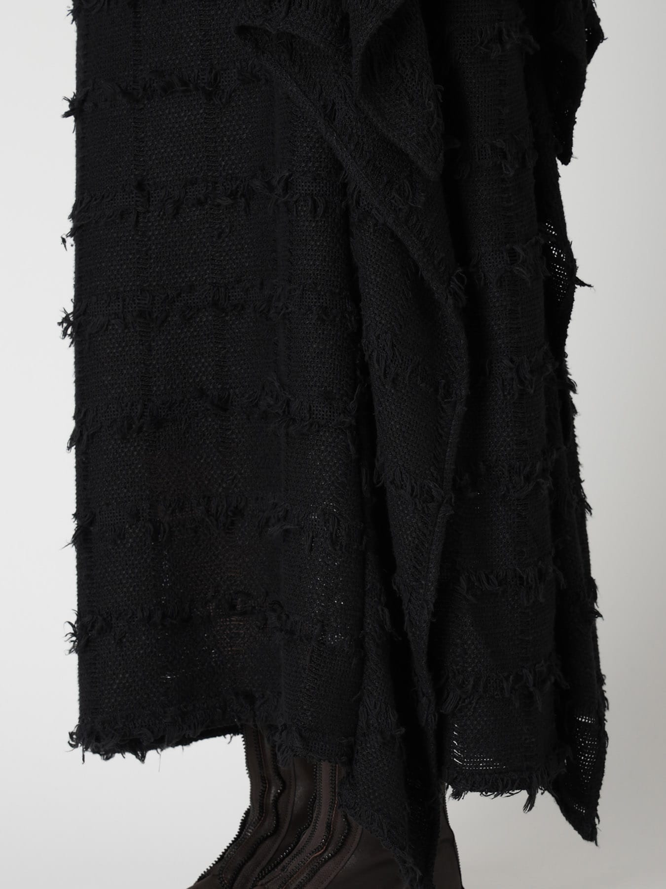 PLAID TWEED LEFT DRAPE SKIRT