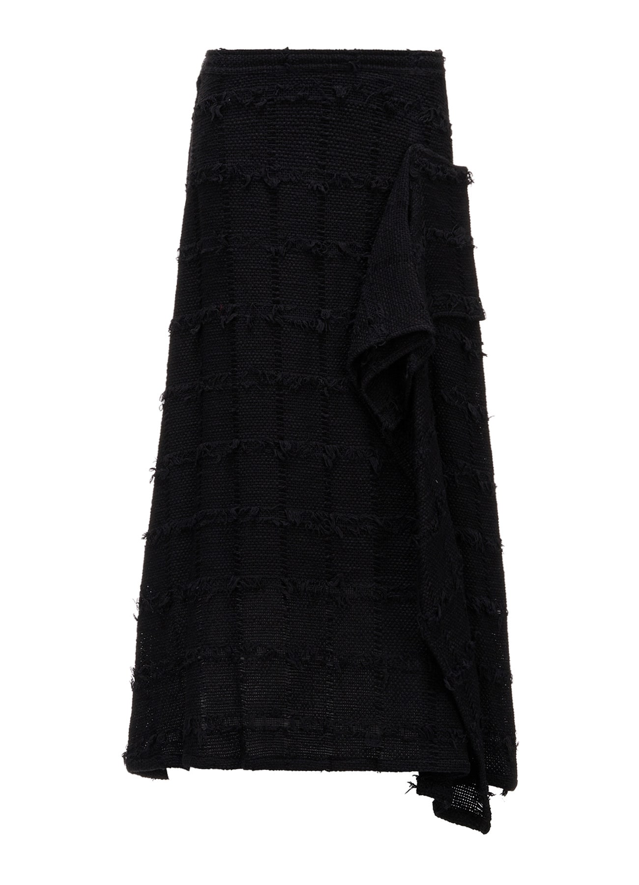 PLAID TWEED LEFT DRAPE SKIRT