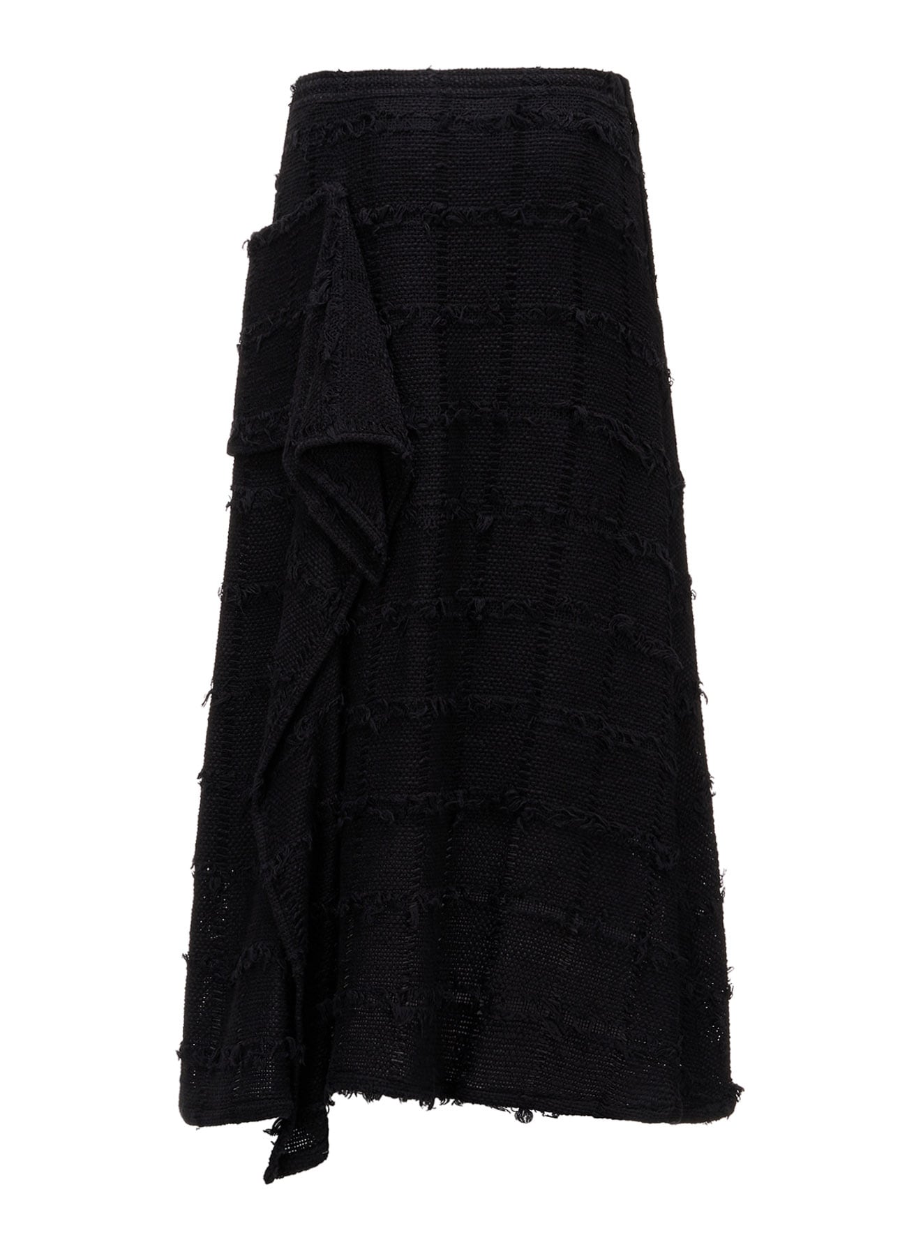 PLAID TWEED LEFT DRAPE SKIRT