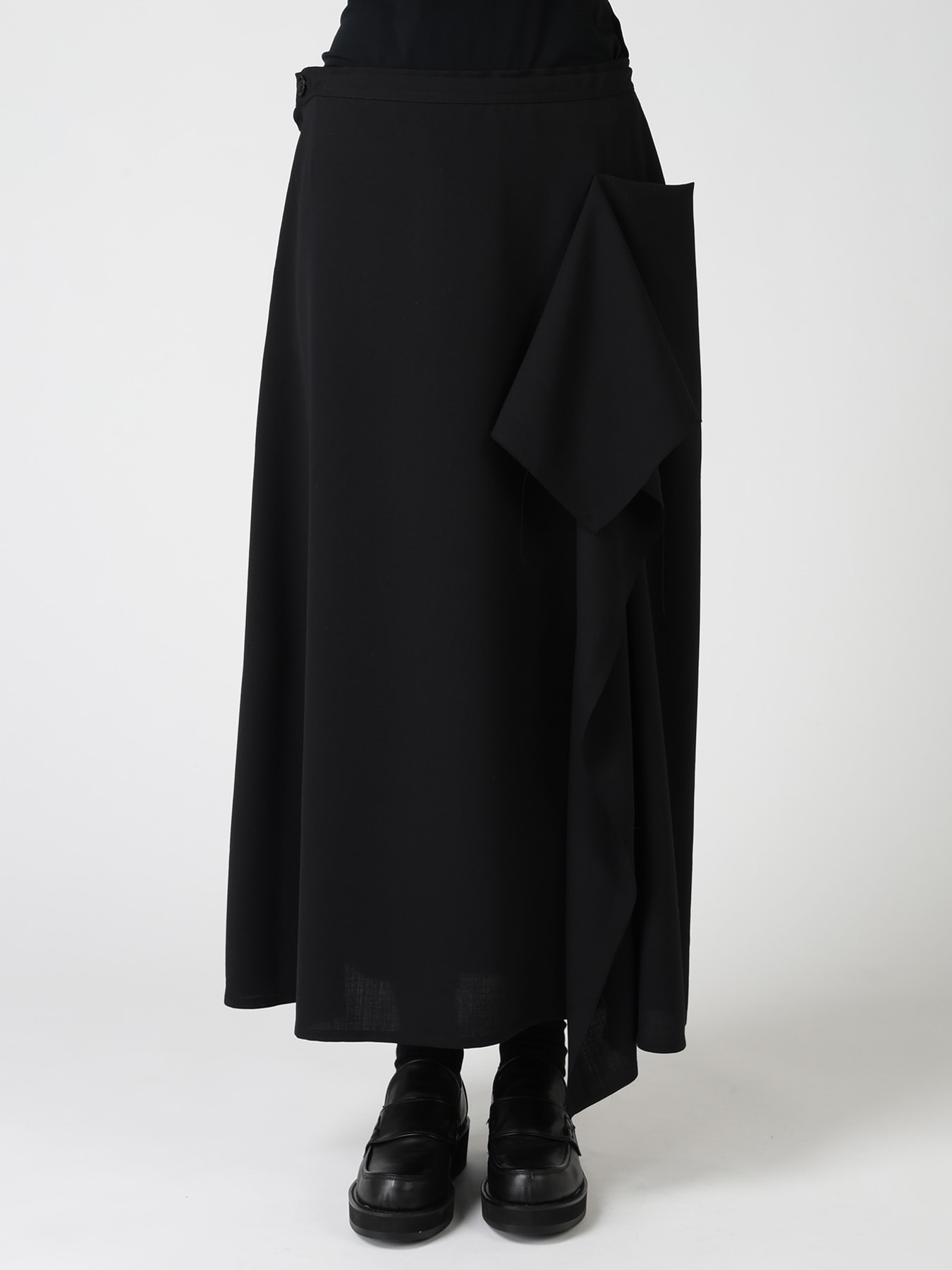 WOOL SERGE LEFT DRAPE SKIRT