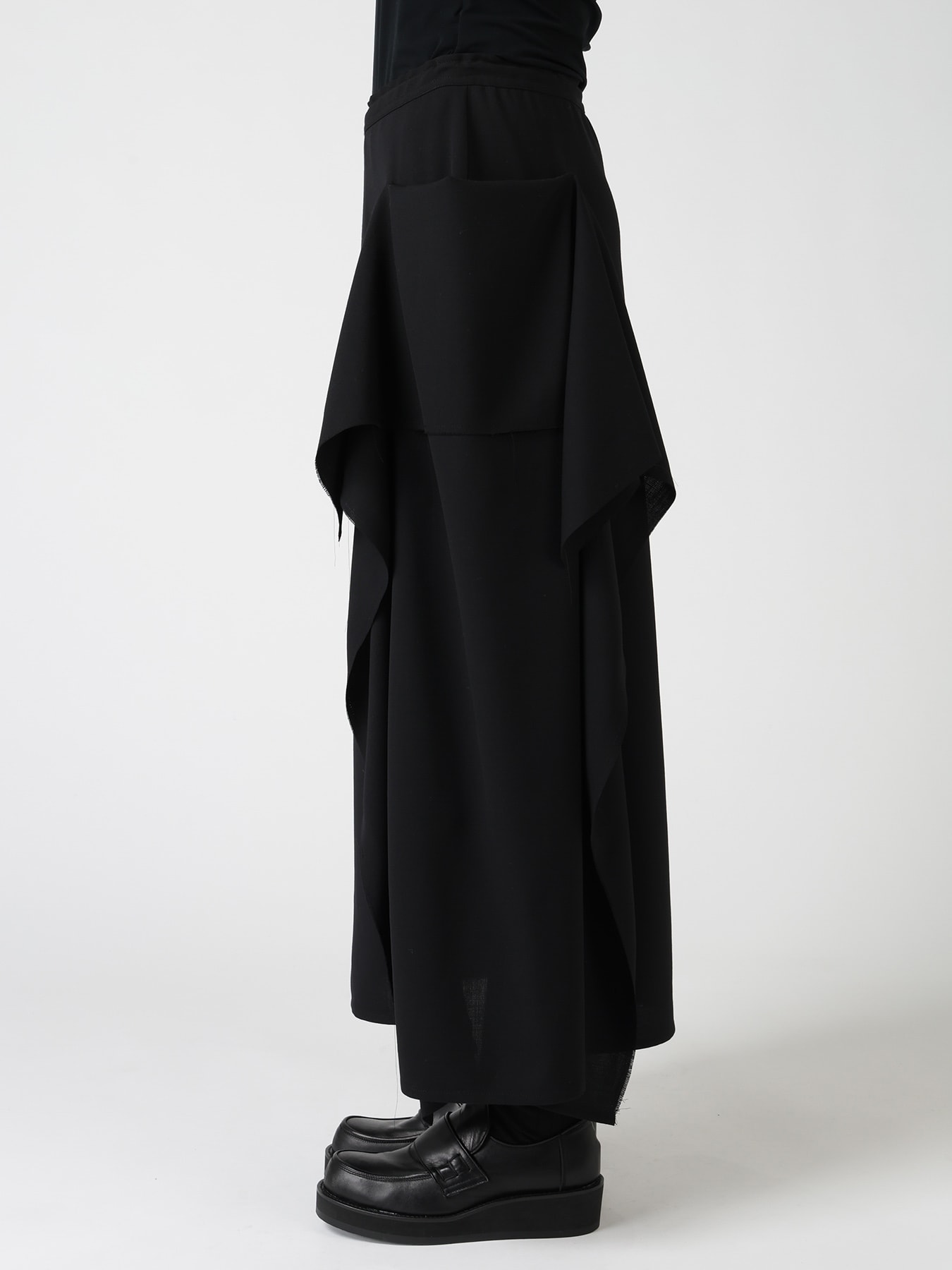 WOOL SERGE LEFT DRAPE SKIRT