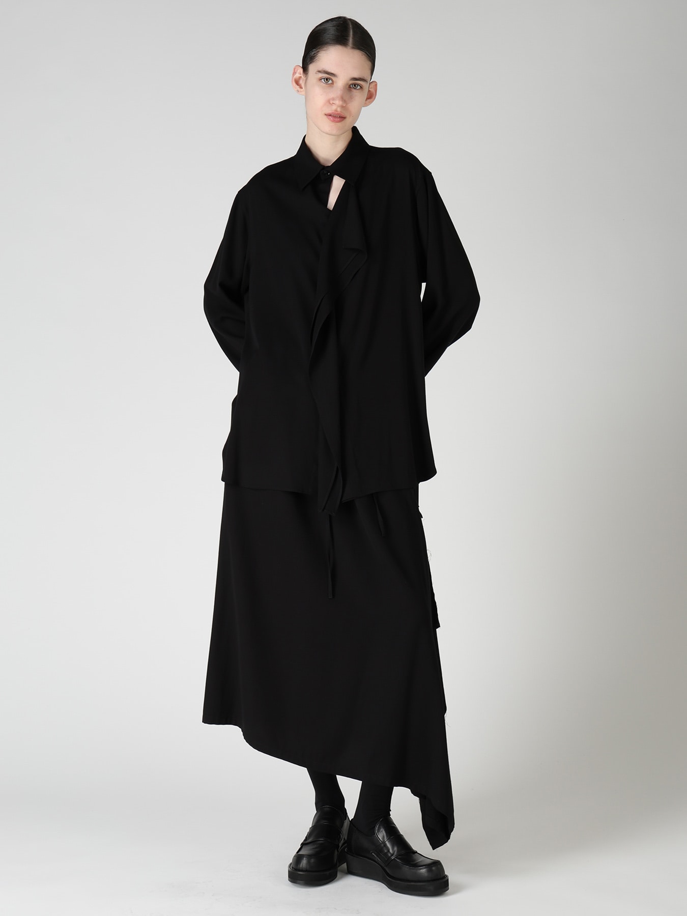 VISCOSE/TRIACETATE BLEND DETACHED PANEL SKIRT
