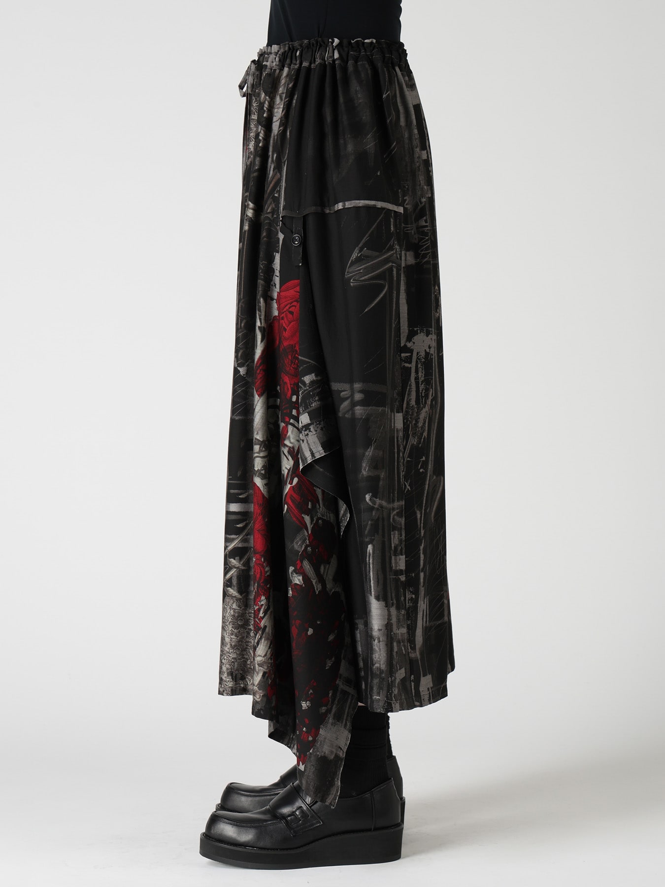 CUPRO DISTORTED FLOWER DETACHED PANEL SKIRT