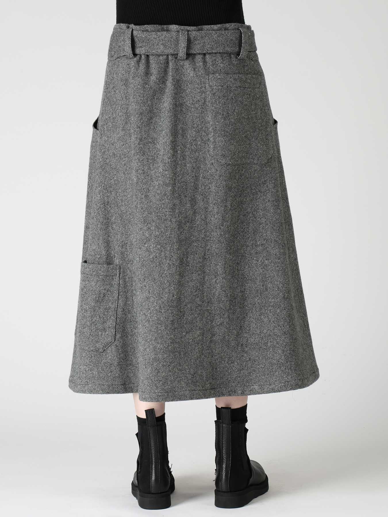 TWILL FLANNEL BELTED SKIRT