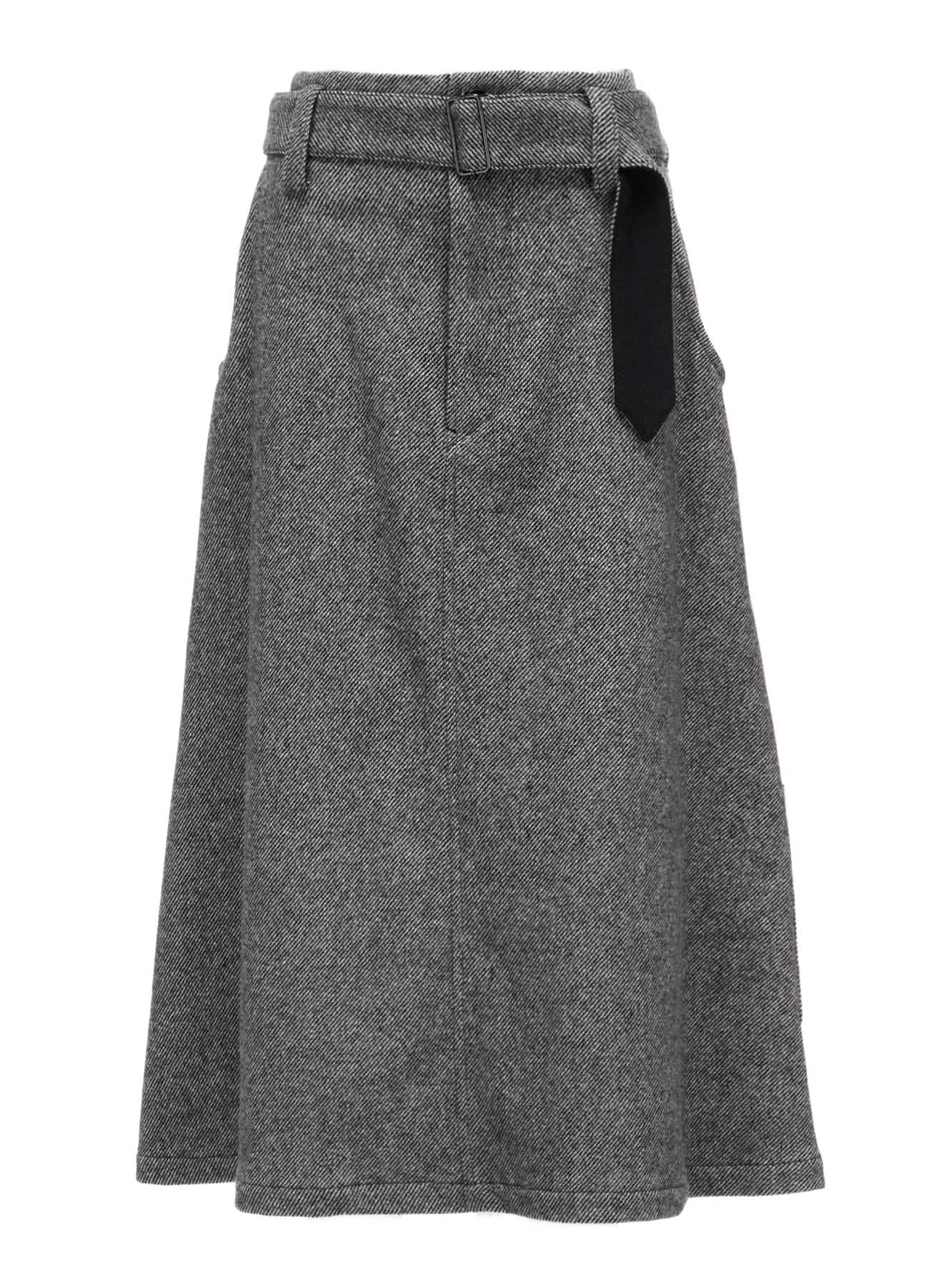 TWILL FLANNEL BELTED SKIRT