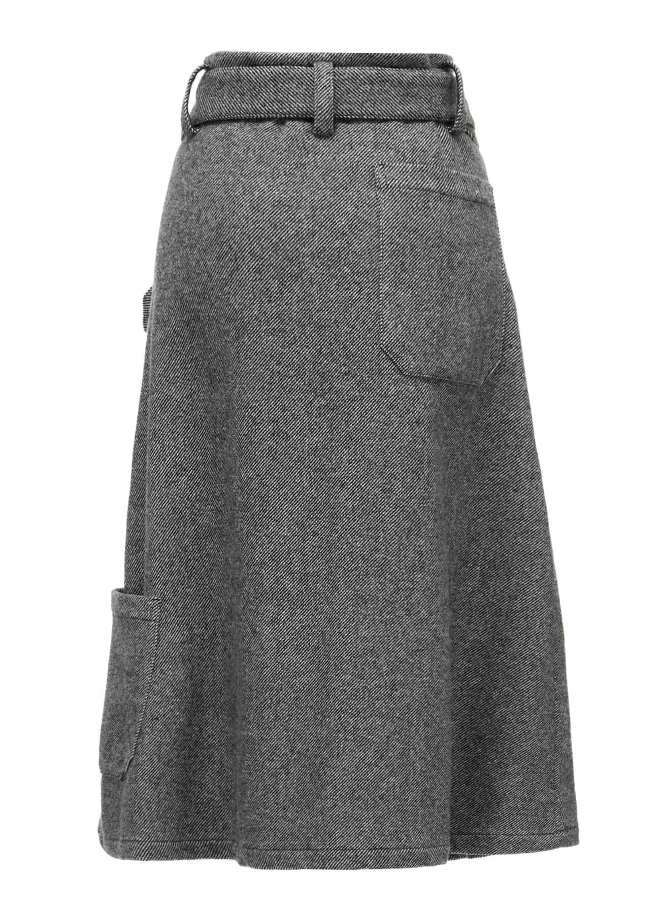 TWILL FLANNEL BELTED SKIRT