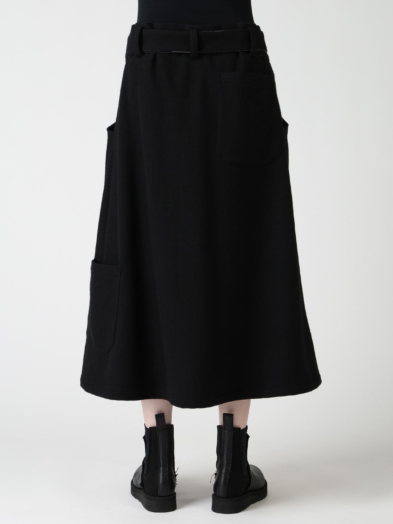 TWILL FLANNEL BELTED SKIRT