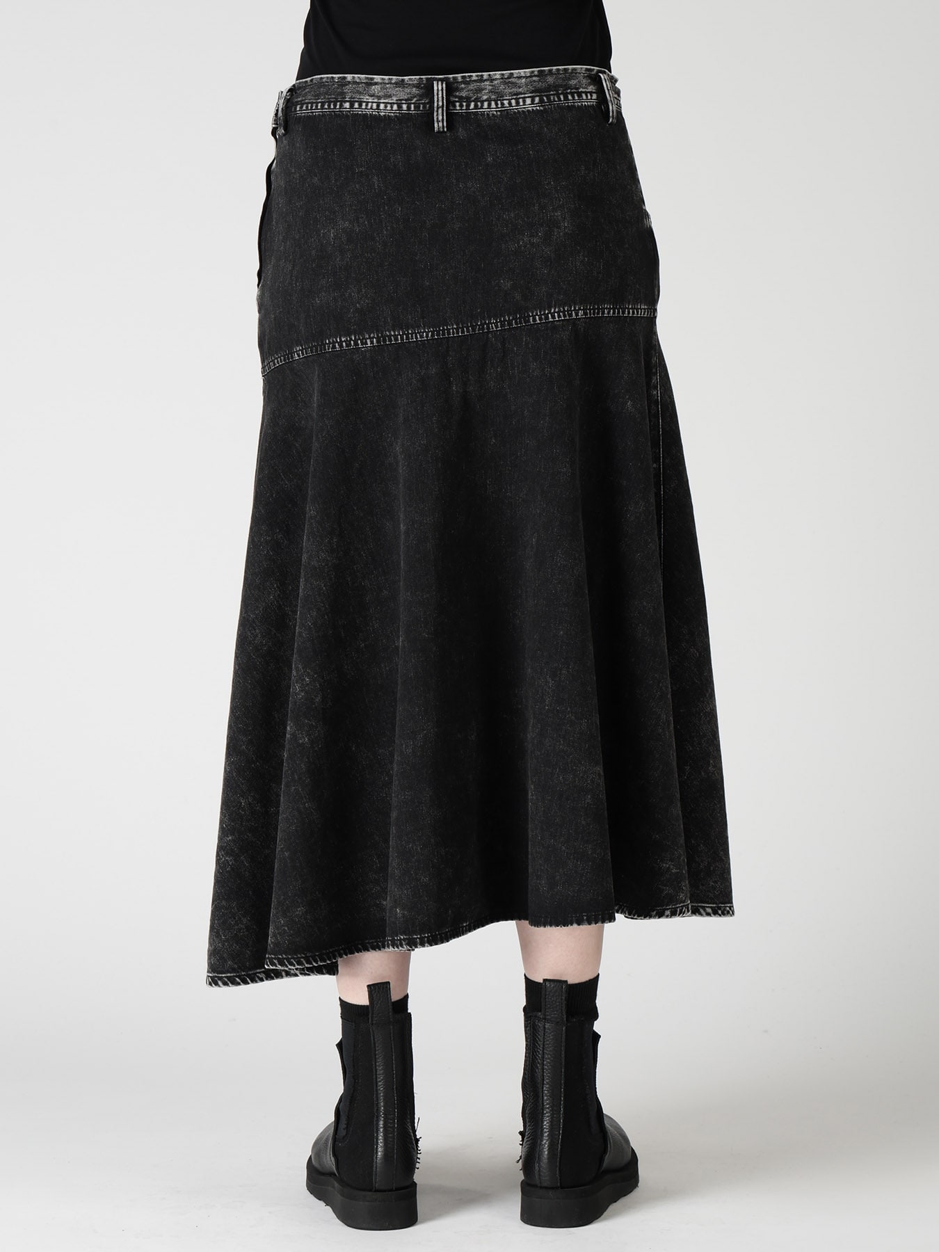 6OZ DENIM CHEMICAL WASH PANEL SEMICIRCLE SKIRT