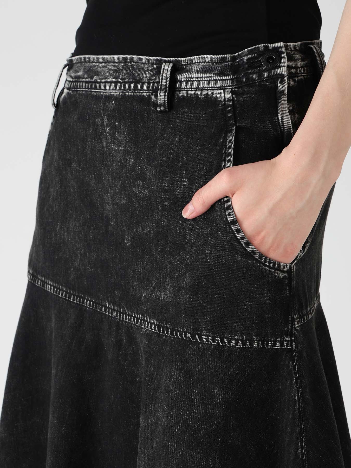 6OZ DENIM CHEMICAL WASH PANEL SEMICIRCLE SKIRT