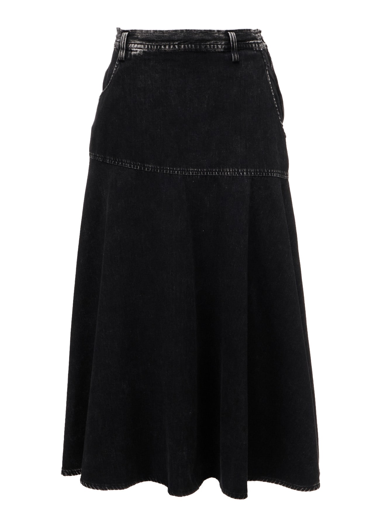6OZ DENIM CHEMICAL WASH PANEL SEMICIRCLE SKIRT