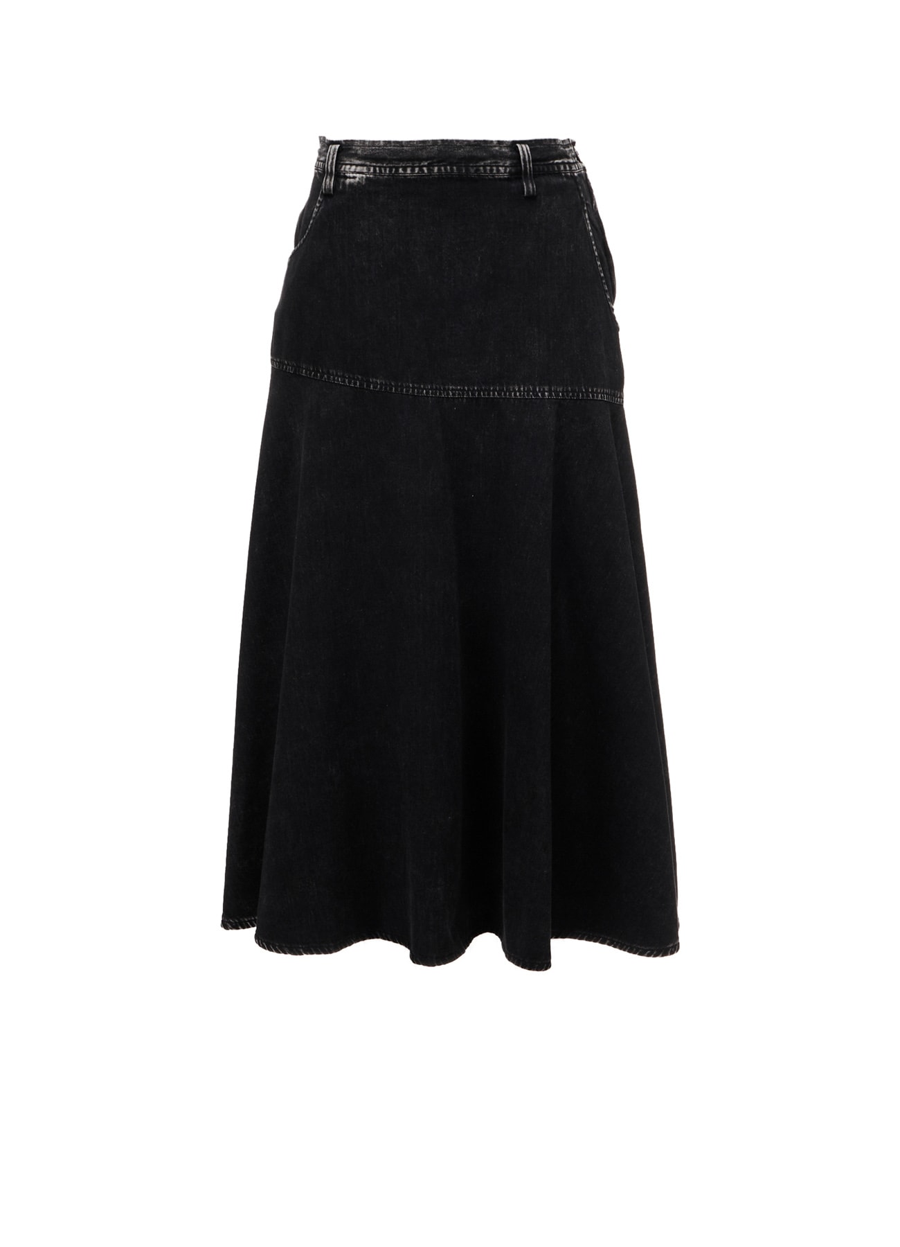 6OZ DENIM CHEMICAL WASH PANEL SEMICIRCLE SKIRT