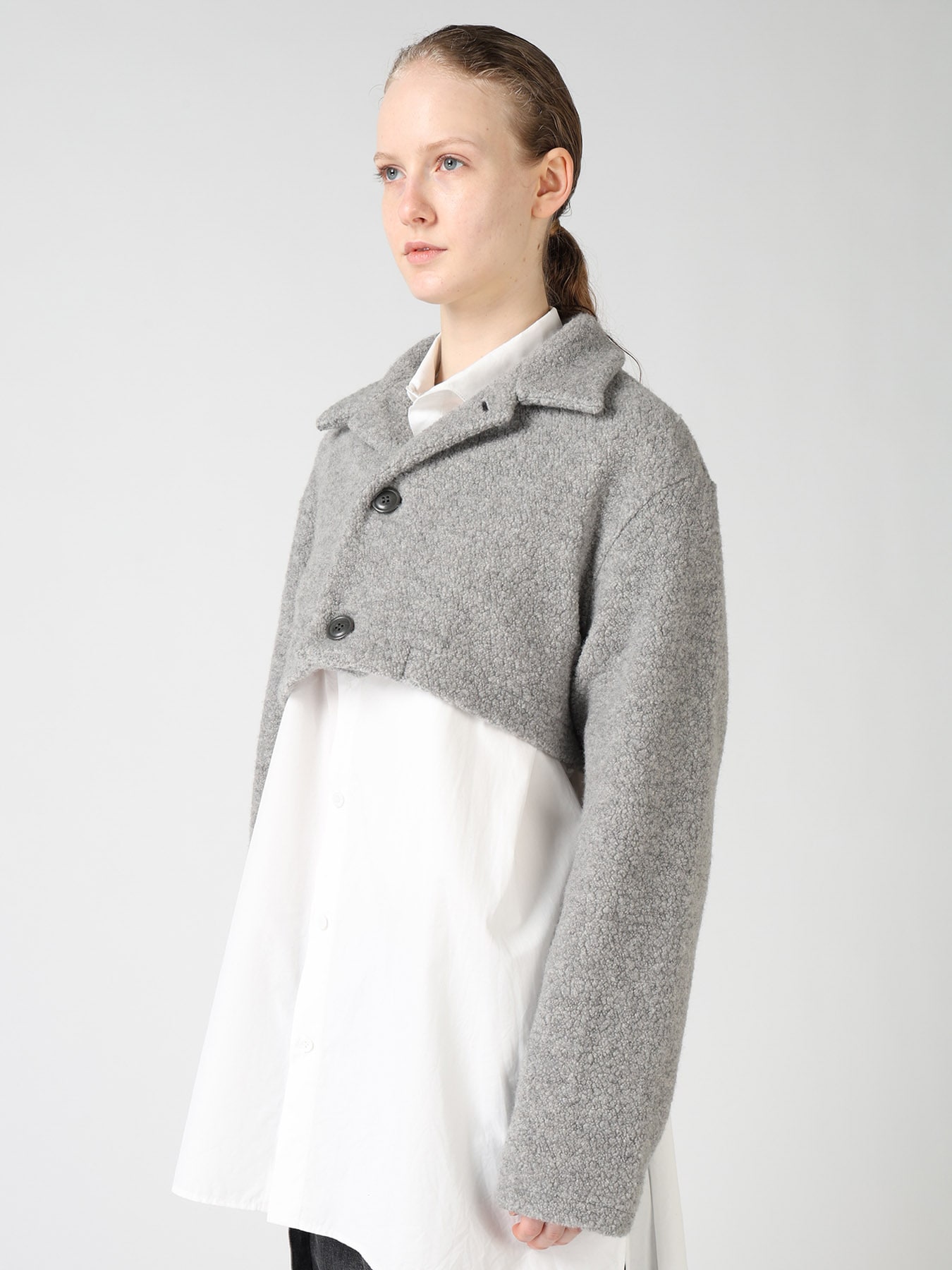 WOOL BLEND PILE SHORT JACKET