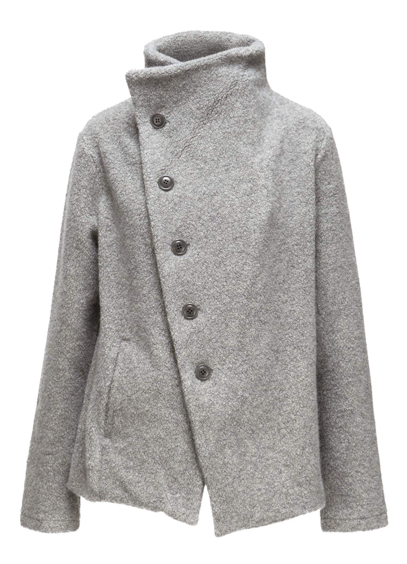 WOOL BLEND PILE 5-BUTTON JACKET