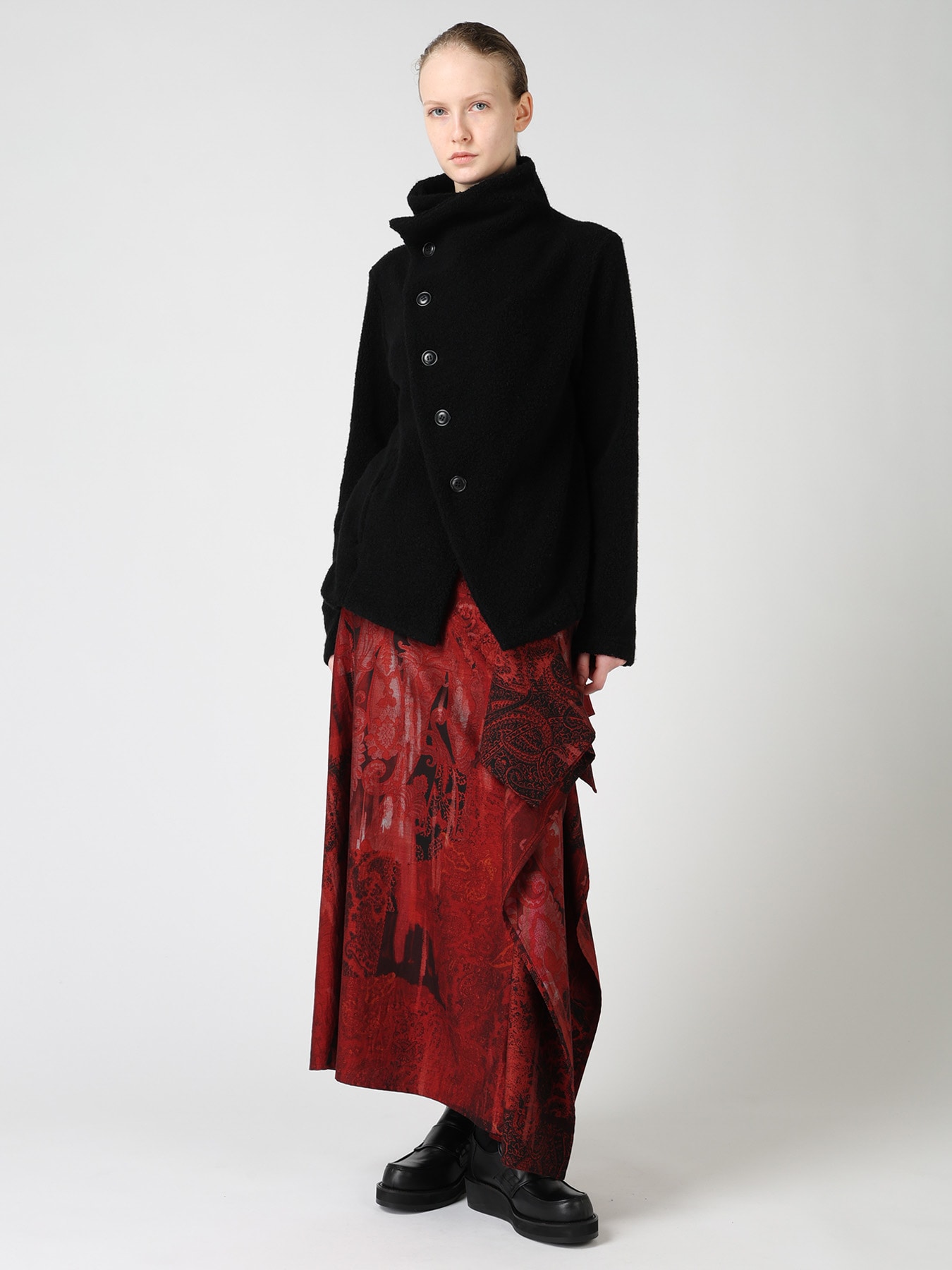 WOOL BLEND PILE 5-BUTTON JACKET