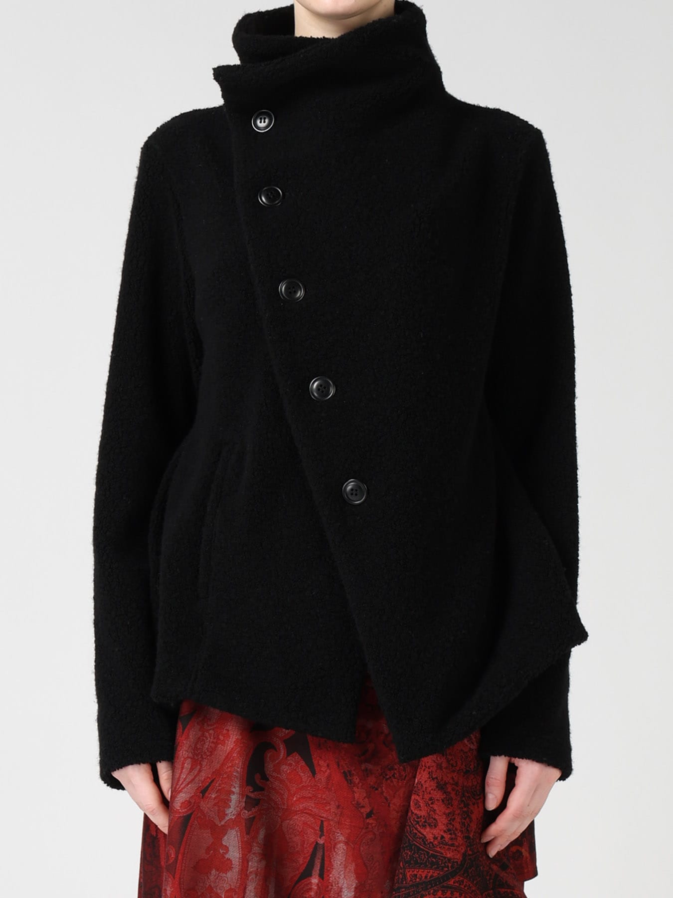 WOOL BLEND PILE 5-BUTTON JACKET