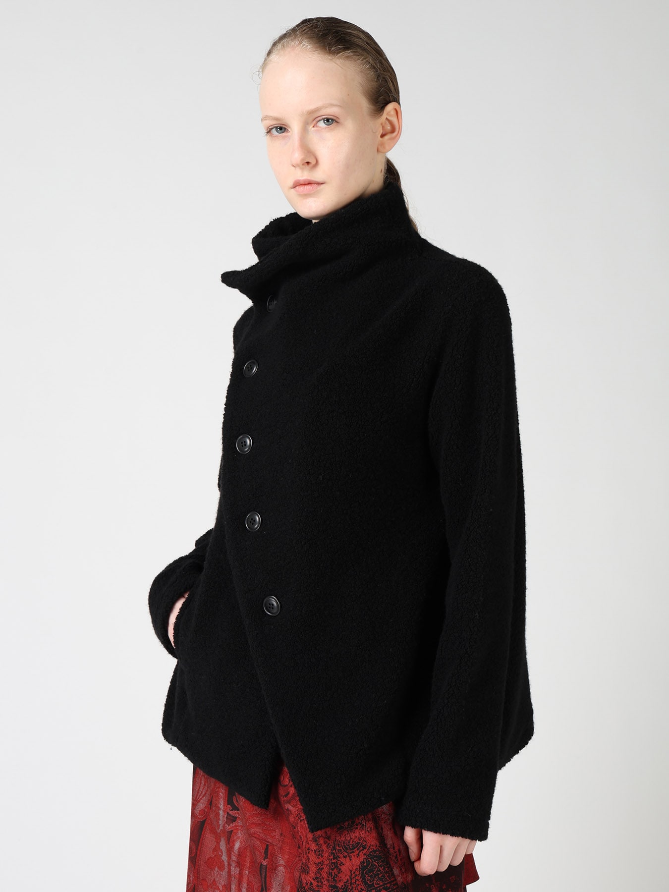 WOOL BLEND PILE 5-BUTTON JACKET