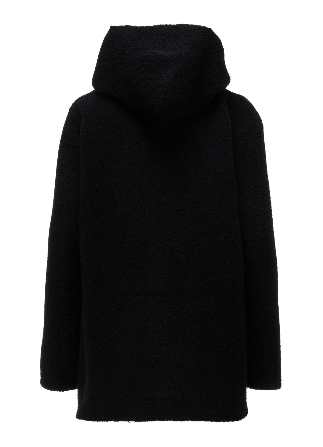 WOOL BLEND PILE BUTTON-UP HOODIE