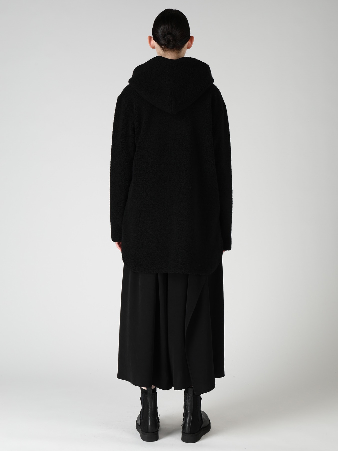 WOOL BLEND PILE BUTTON-UP HOODIE
