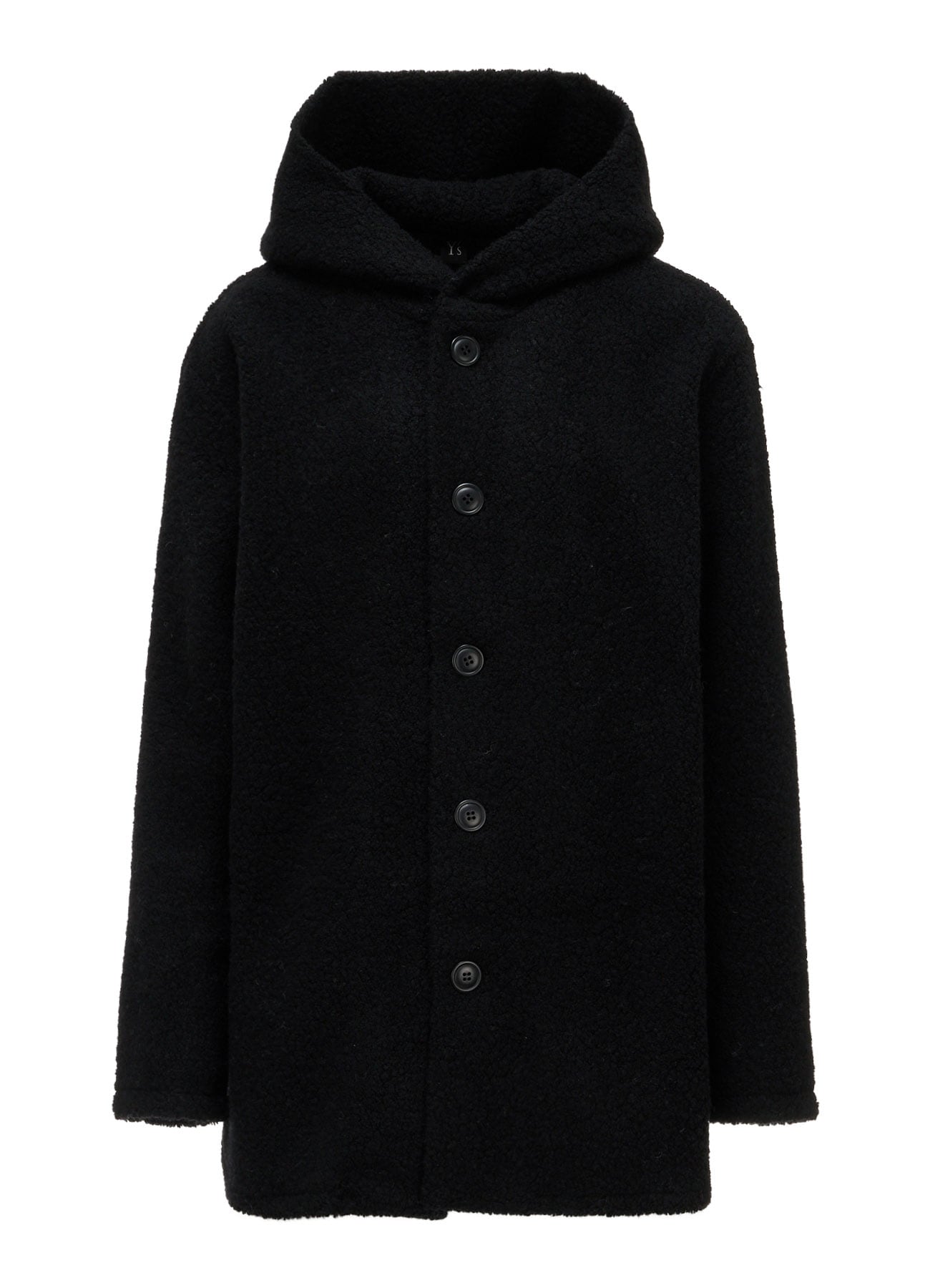 WOOL BLEND PILE BUTTON-UP HOODIE