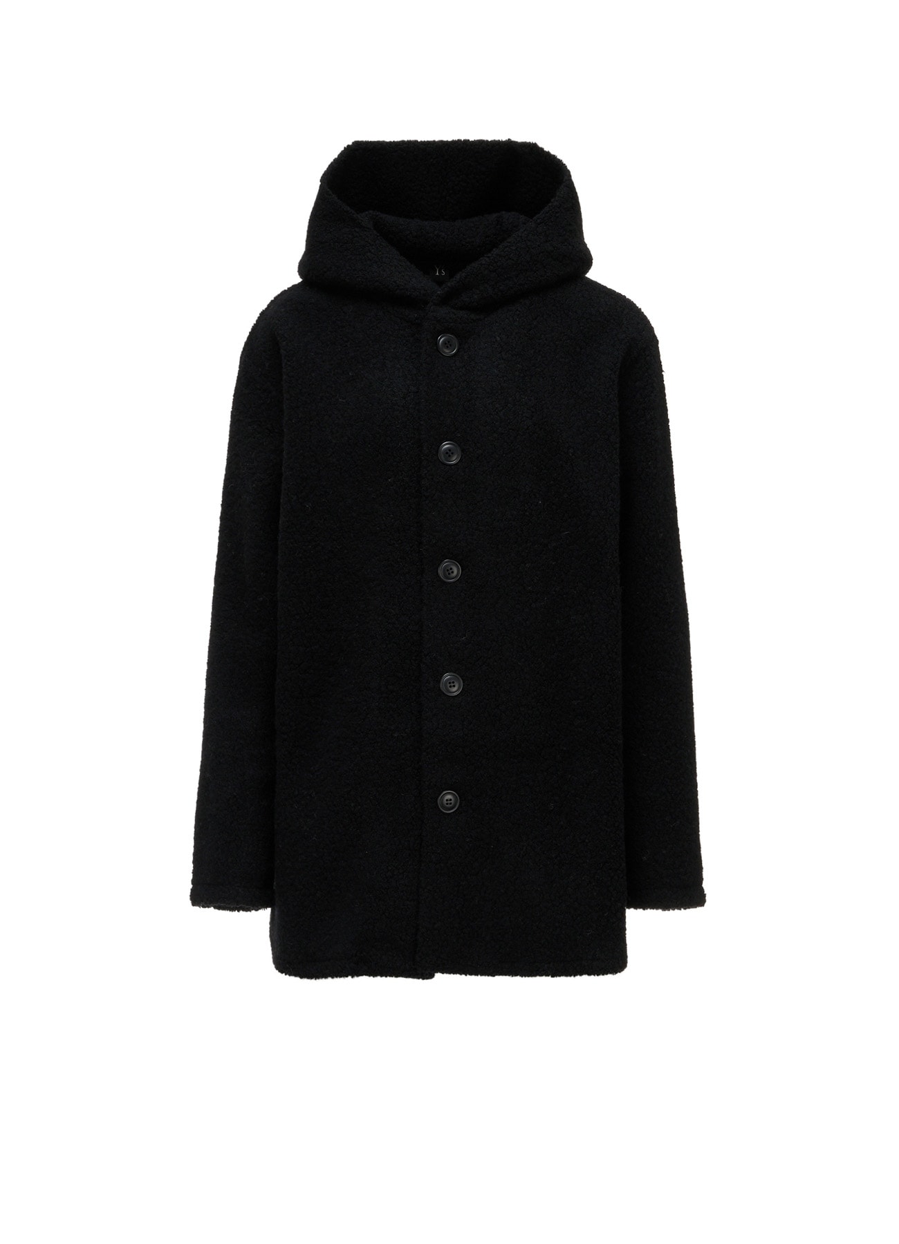 WOOL BLEND PILE BUTTON-UP HOODIE