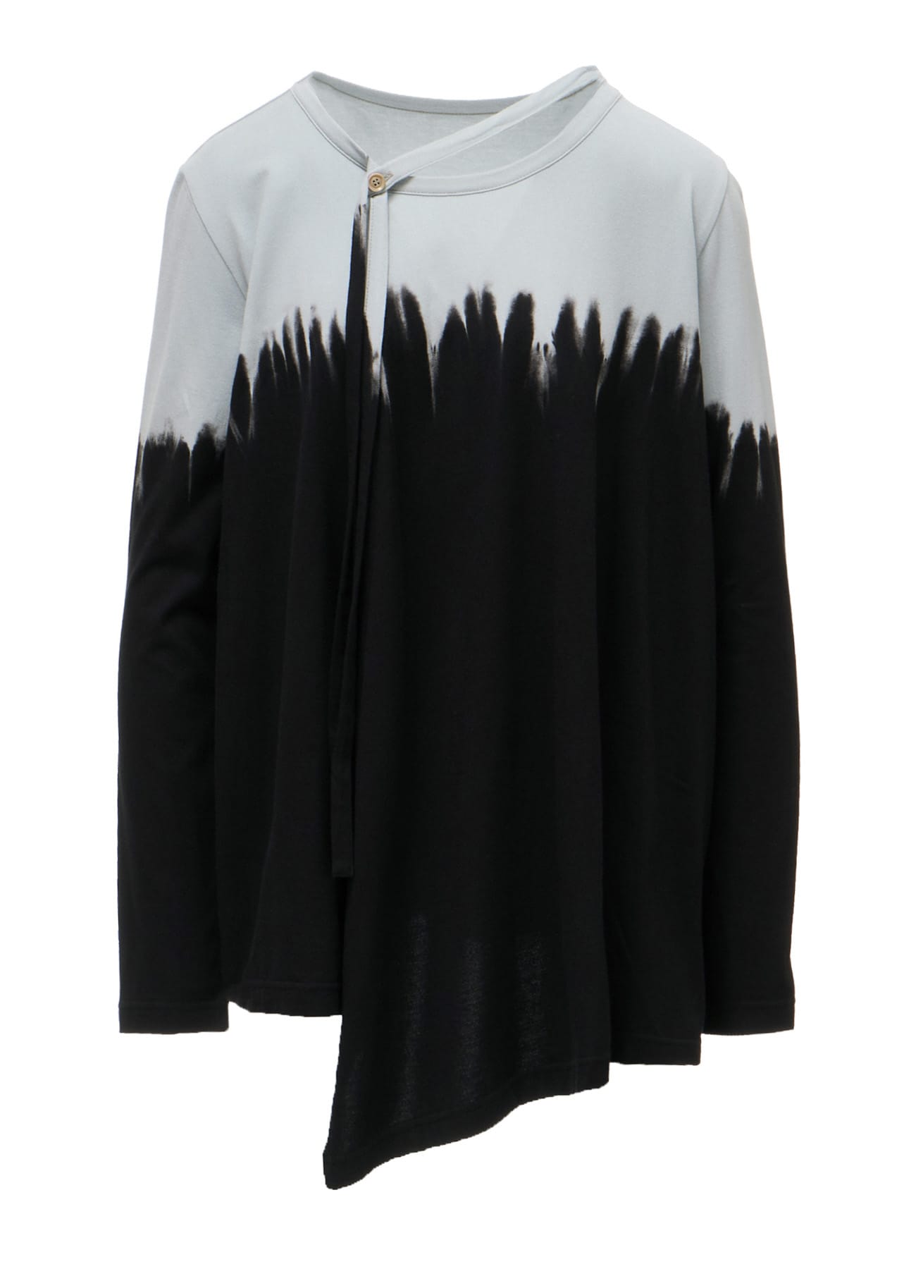 DISCHARGE DYED LONG SLEEVE ASYMMETRIC T-SHIRT