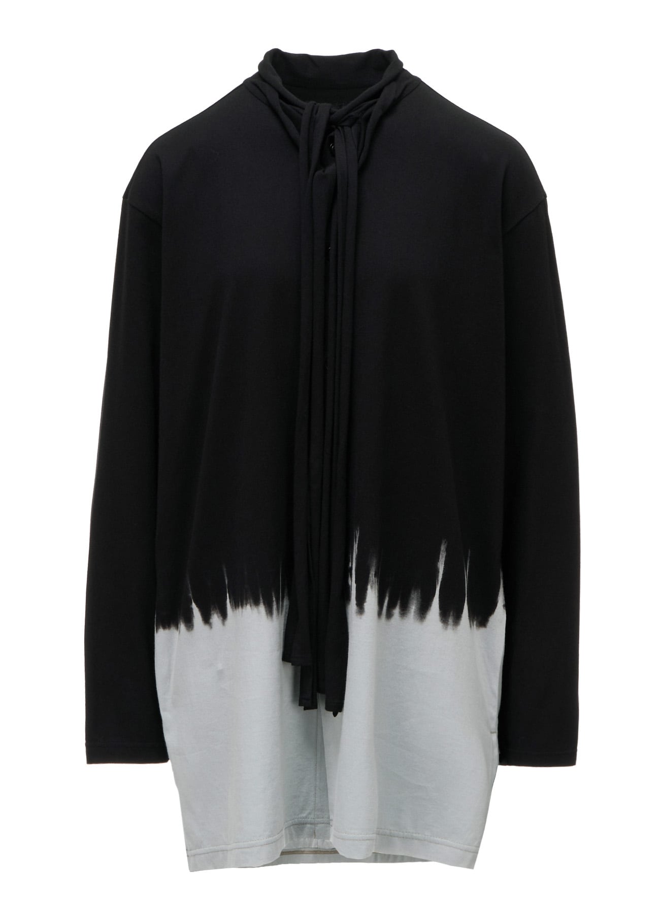 DISCHARGE DYED TIE-NECK T-SHIRT