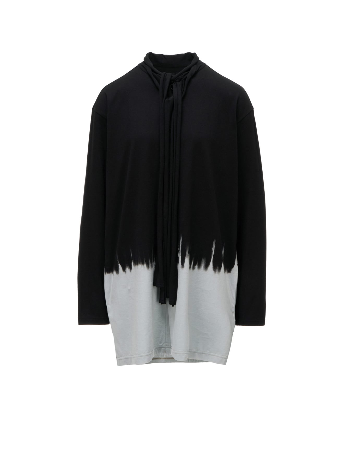 DISCHARGE DYED TIE-NECK T-SHIRT