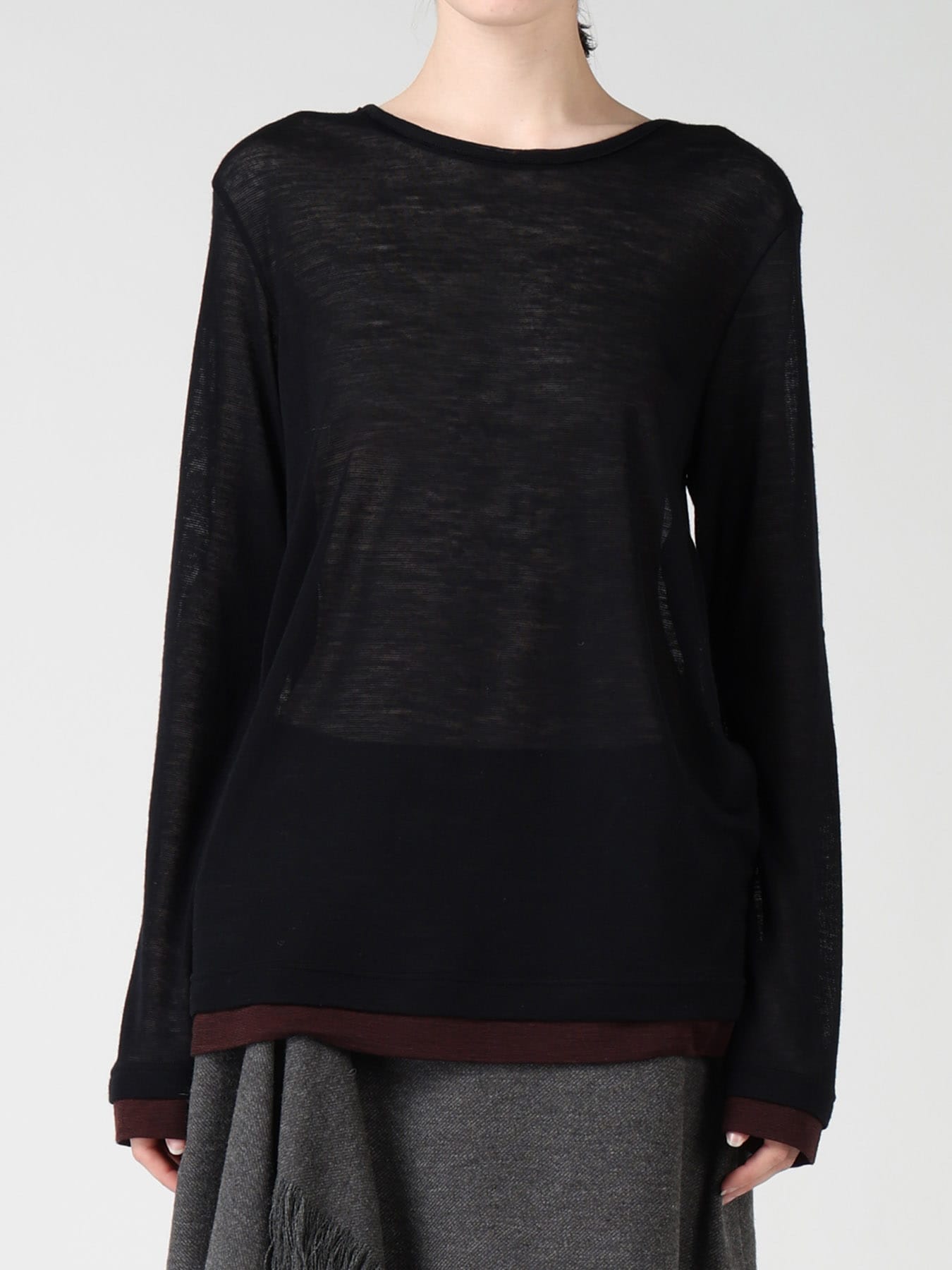 GAUZE RIB ROUND NECK T-SHIRT