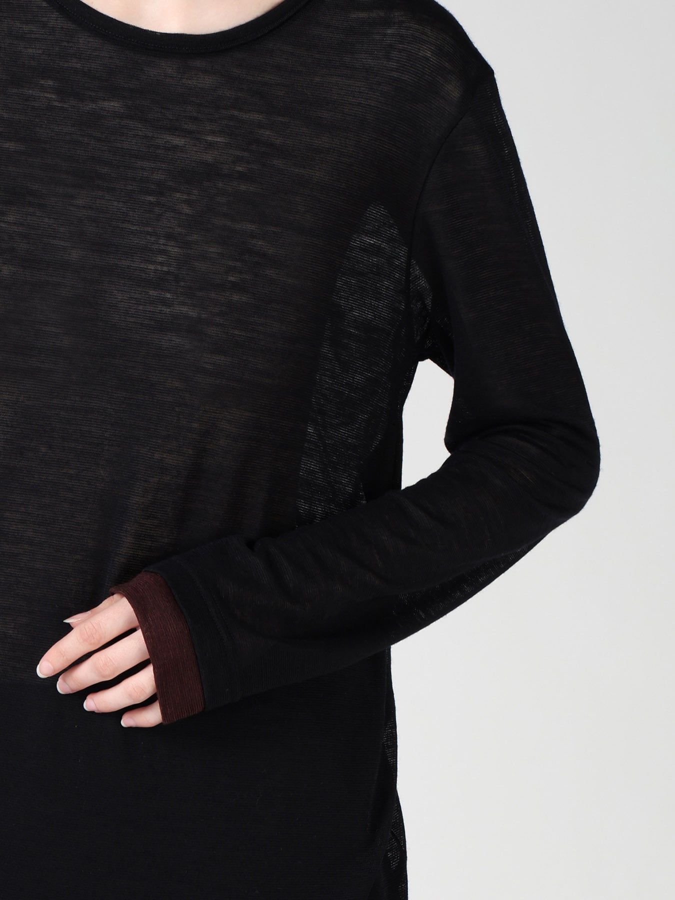 GAUZE RIB ROUND NECK T-SHIRT