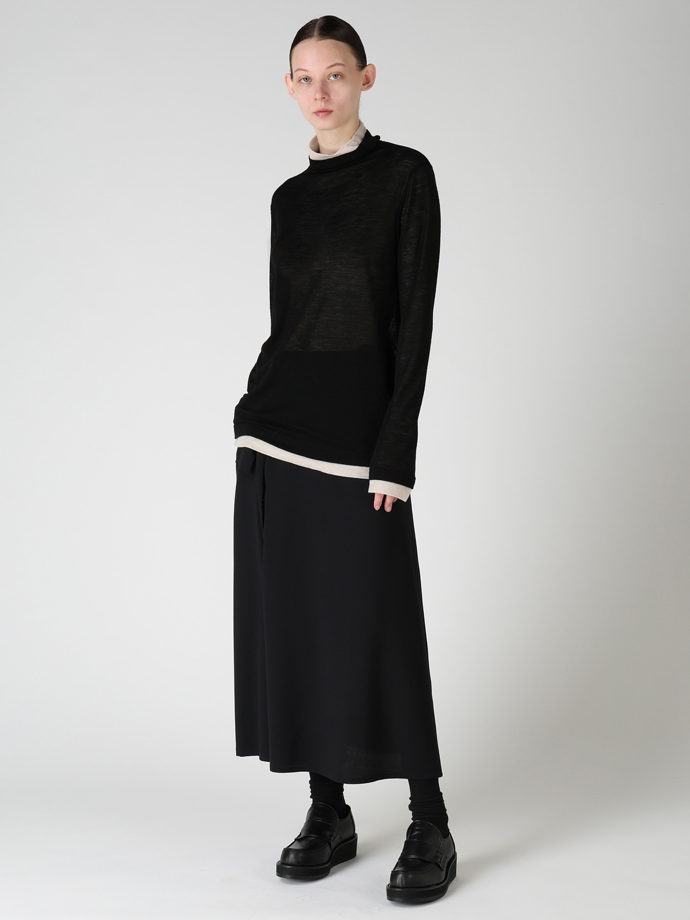 GAUZE RIB HIGH NECK T-SHIRT