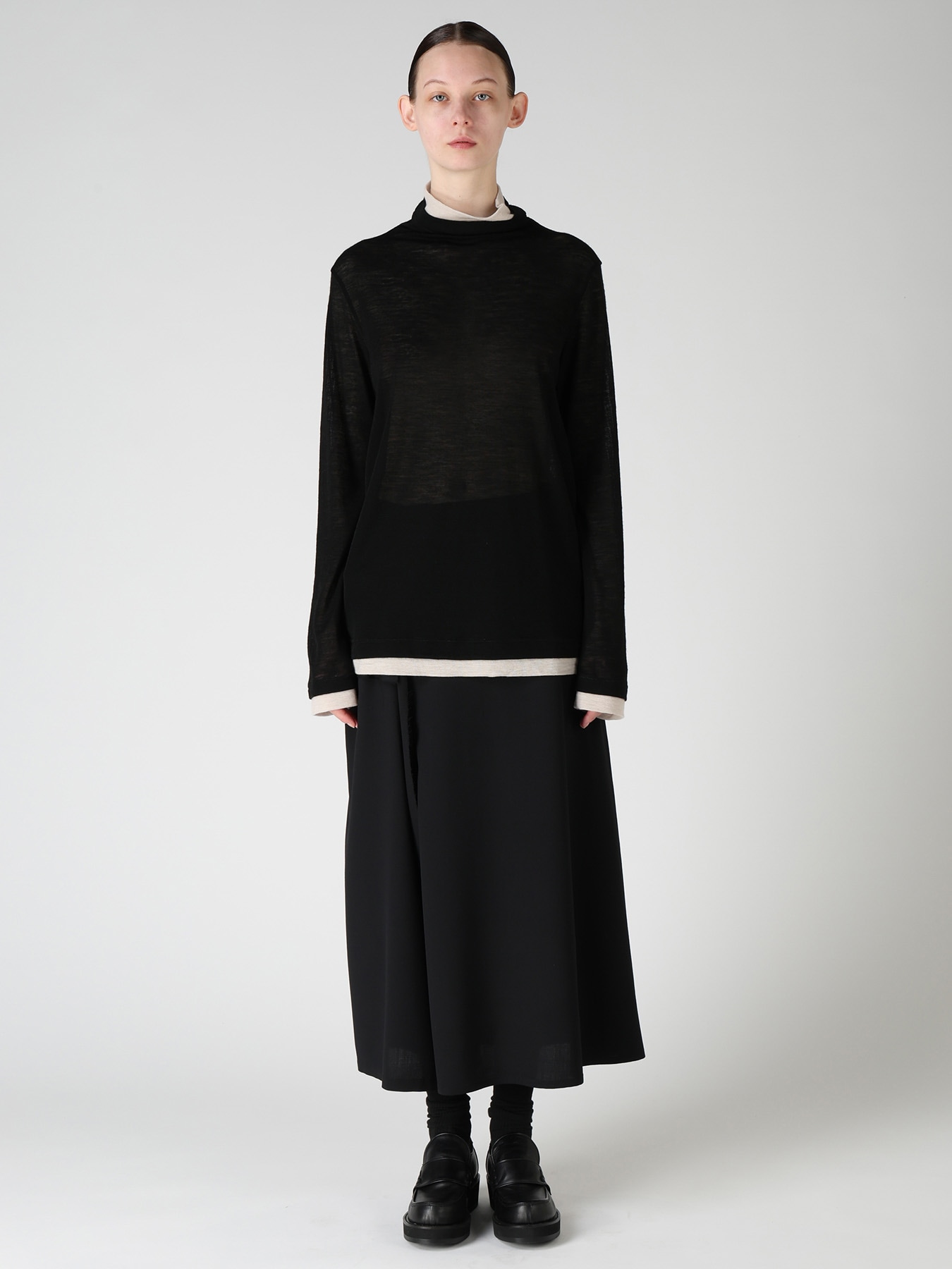 GAUZE RIB HIGH NECK T-SHIRT