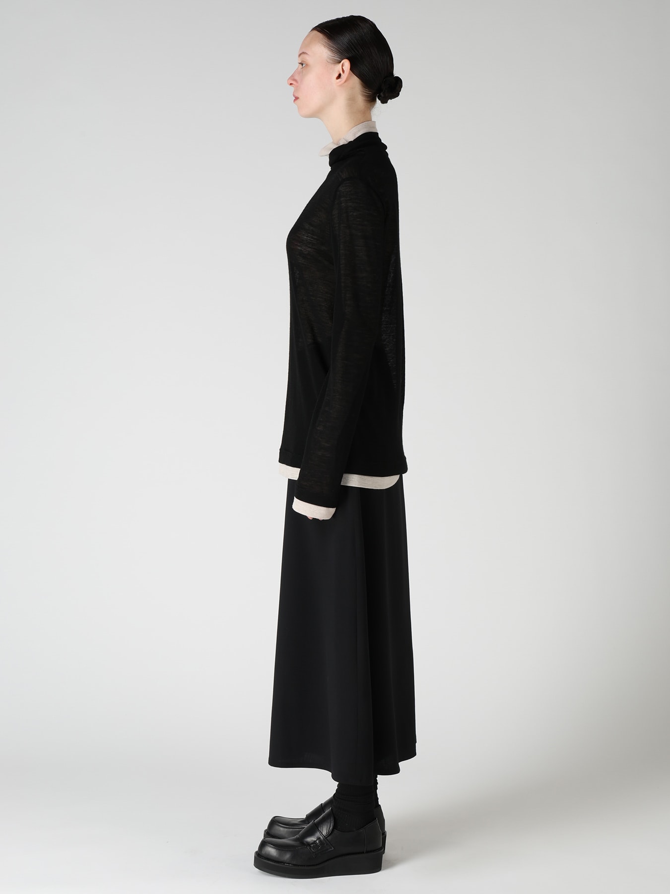GAUZE RIB HIGH NECK T-SHIRT