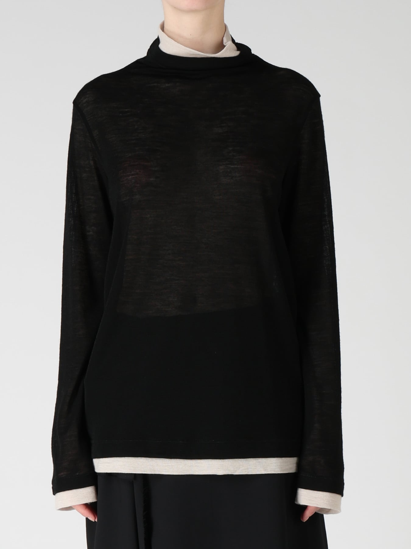 GAUZE RIB HIGH NECK T-SHIRT