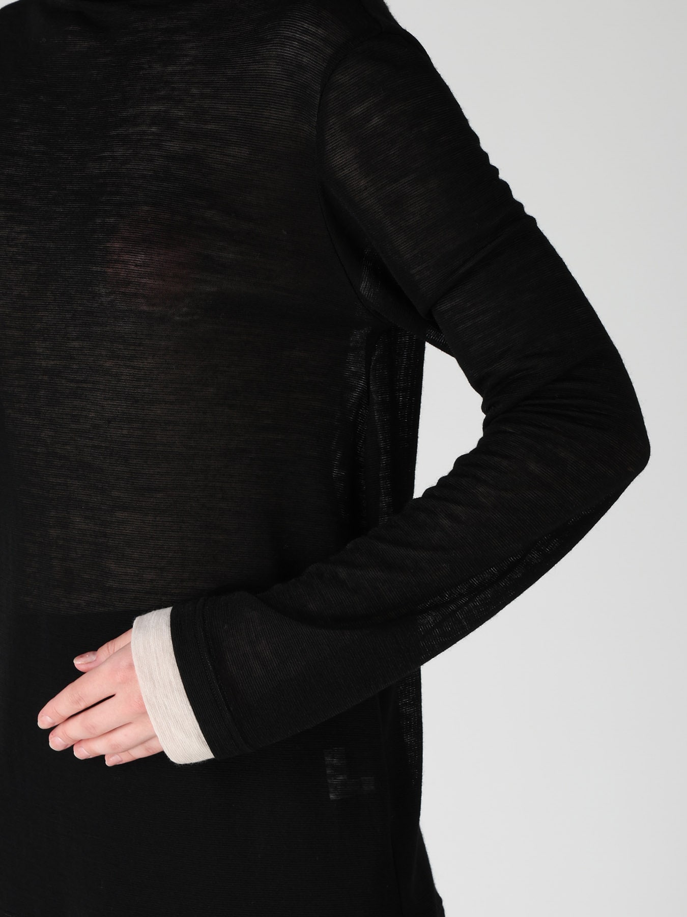 GAUZE RIB HIGH NECK T-SHIRT