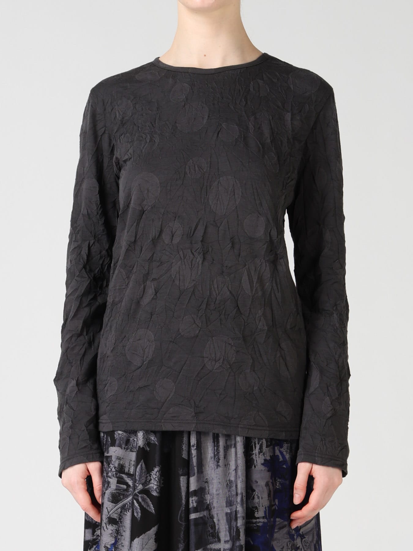 RANDOM DOT JACQUARD LONG SLEEVE T-SHIRT