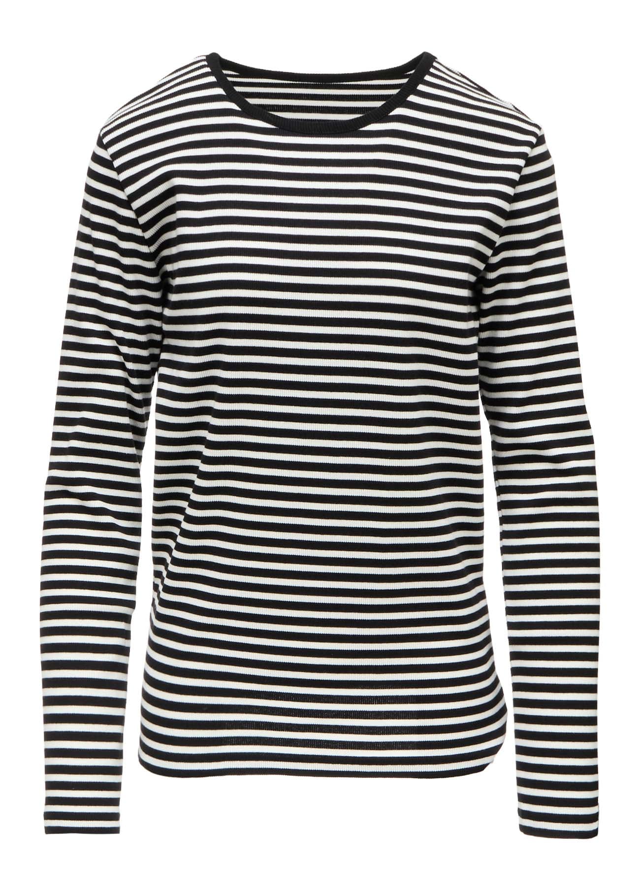 STRIPE RIB ROUND NECK LONG SLEEVE T-SHIRT