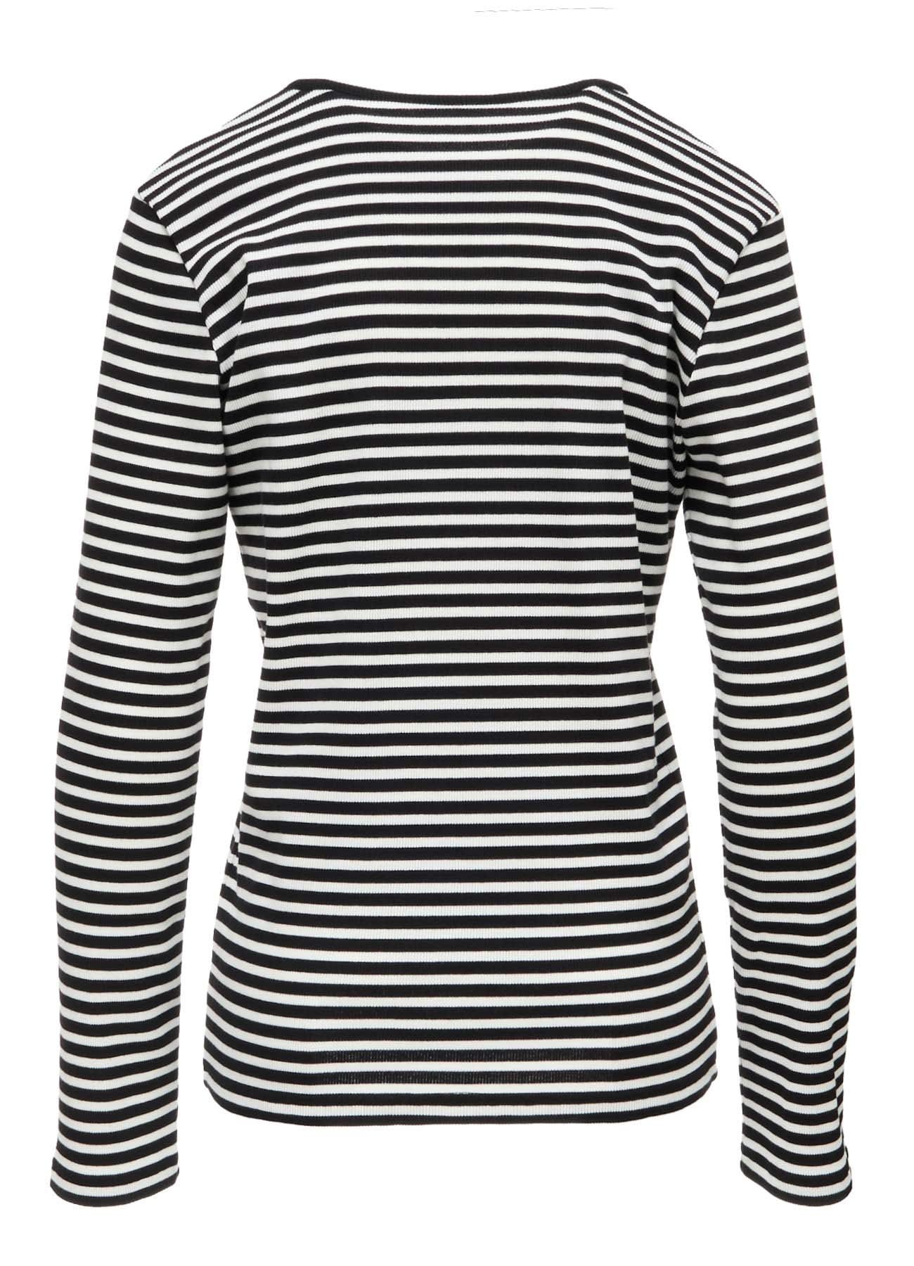STRIPE RIB ROUND NECK LONG SLEEVE T-SHIRT