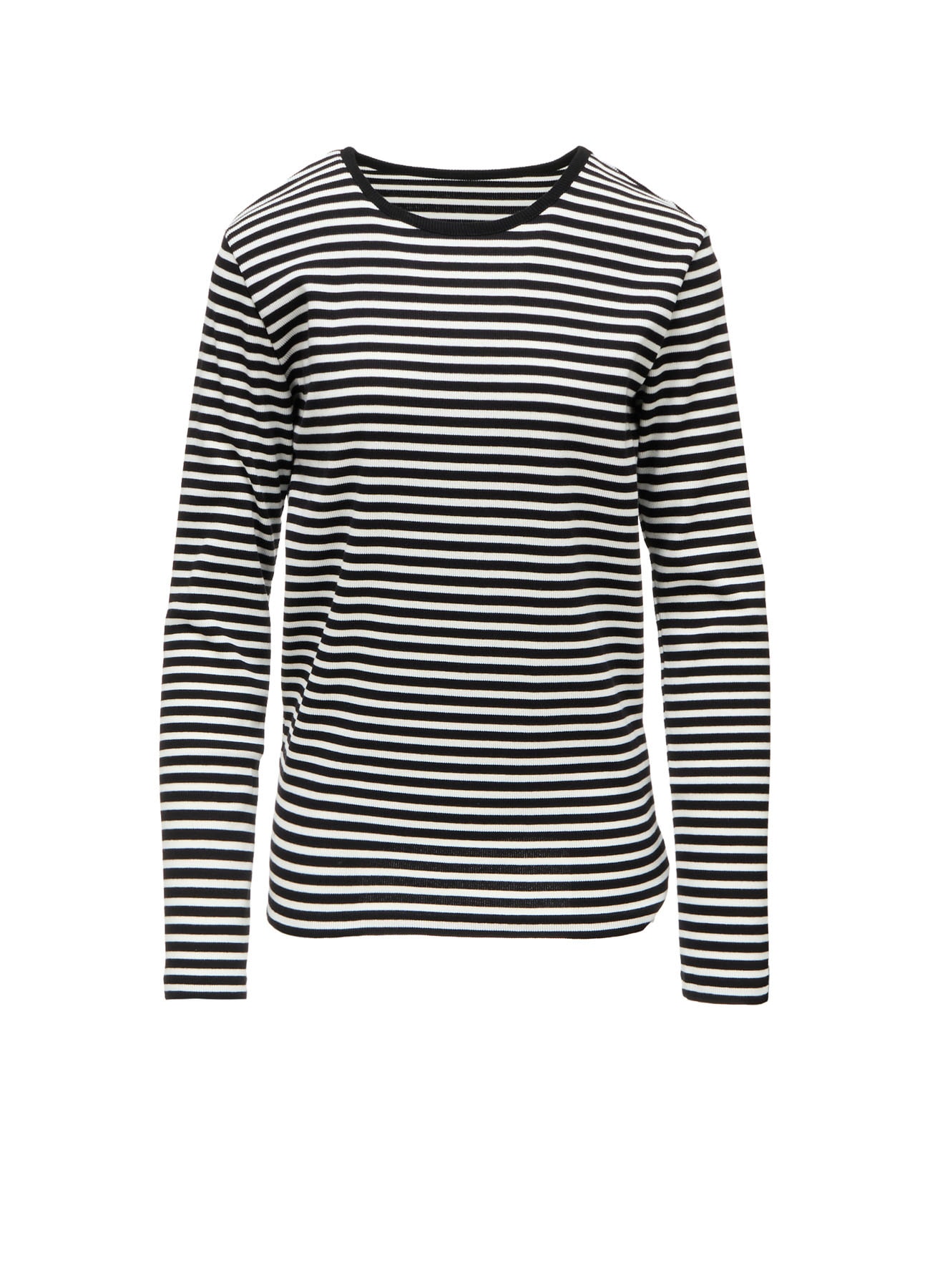 STRIPE RIB ROUND NECK LONG SLEEVE T-SHIRT