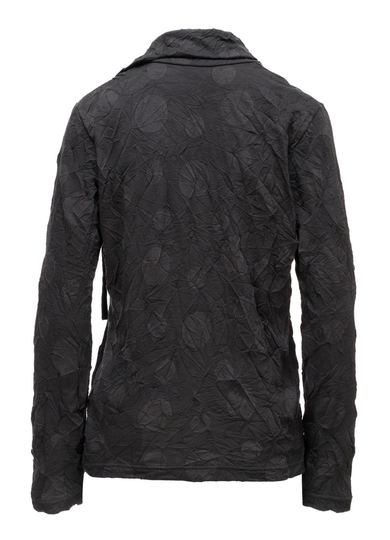 RANDOM DOT JACQUARD ASYMMETRIC HIGH NECK T-SHIRT
