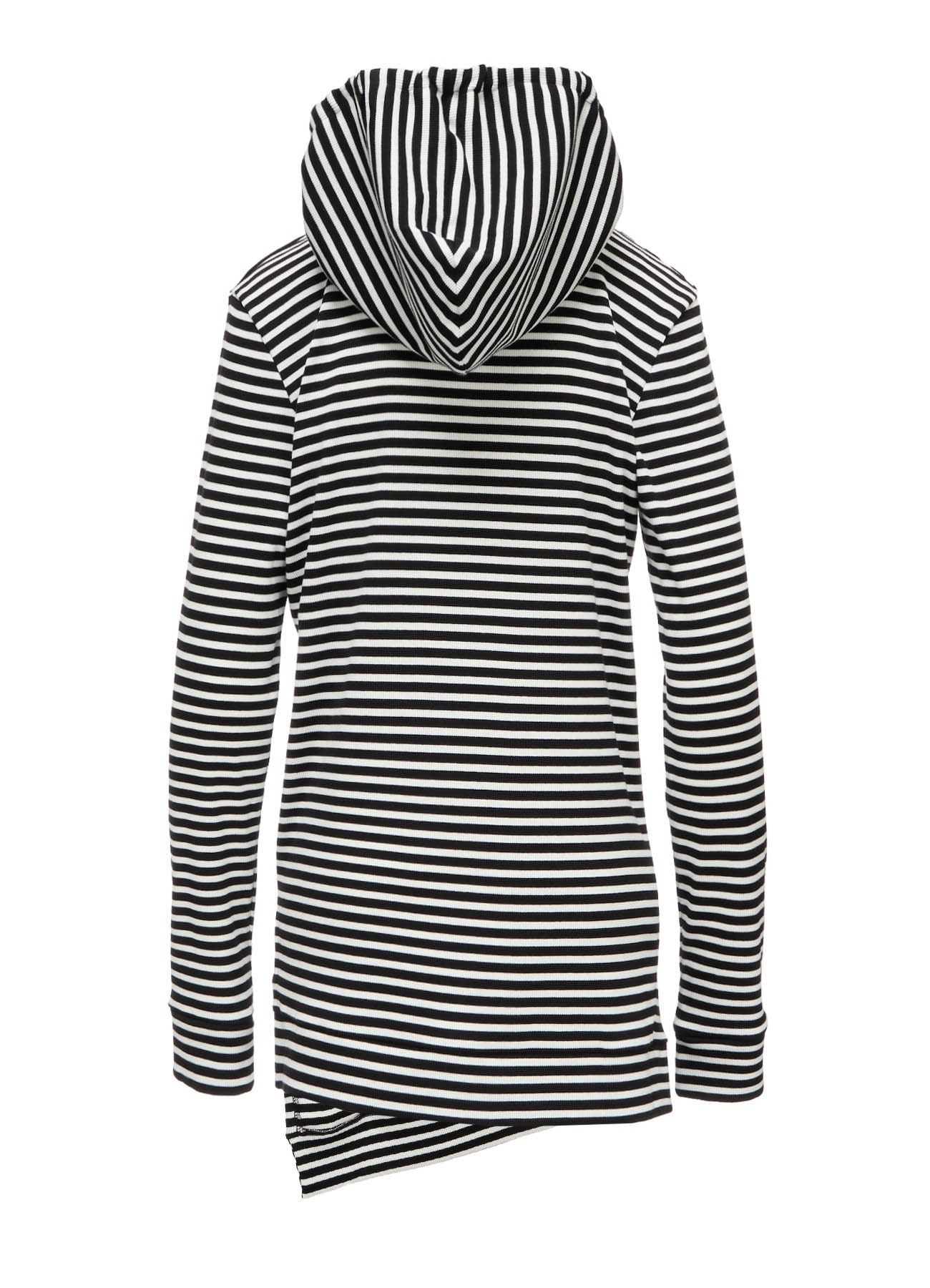 STRIPE RIB HOODED LONG SLEEVE T-SHIRT