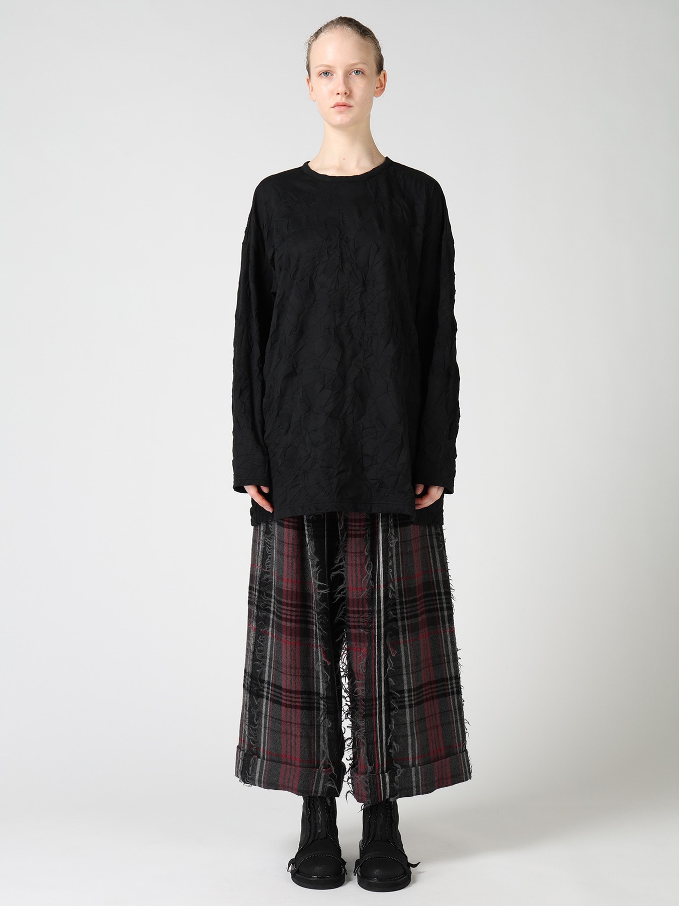 RANDOM DOT JACQUARD BIG LONG SLEEVE T-SHIRT