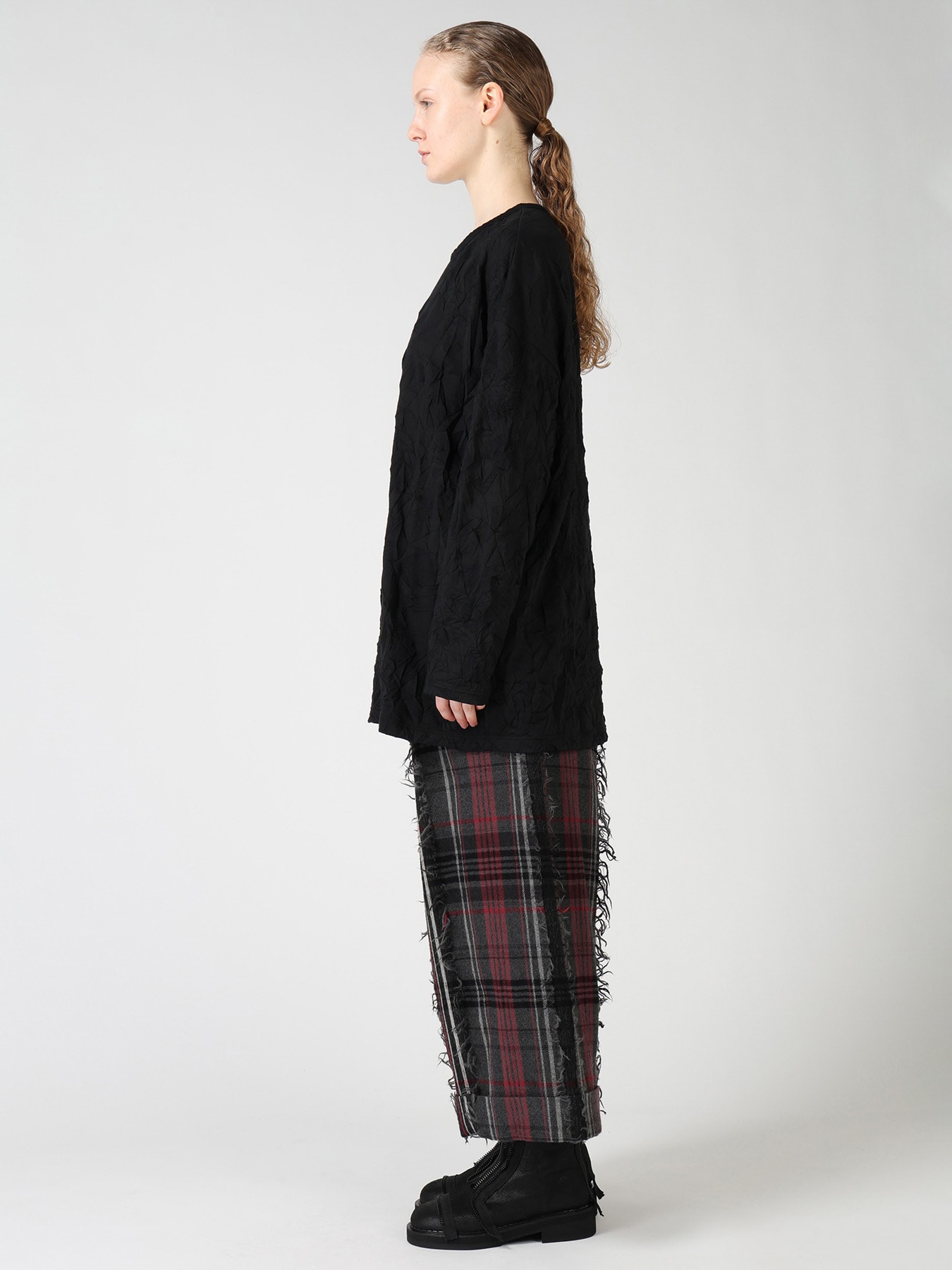 RANDOM DOT JACQUARD BIG LONG SLEEVE T-SHIRT