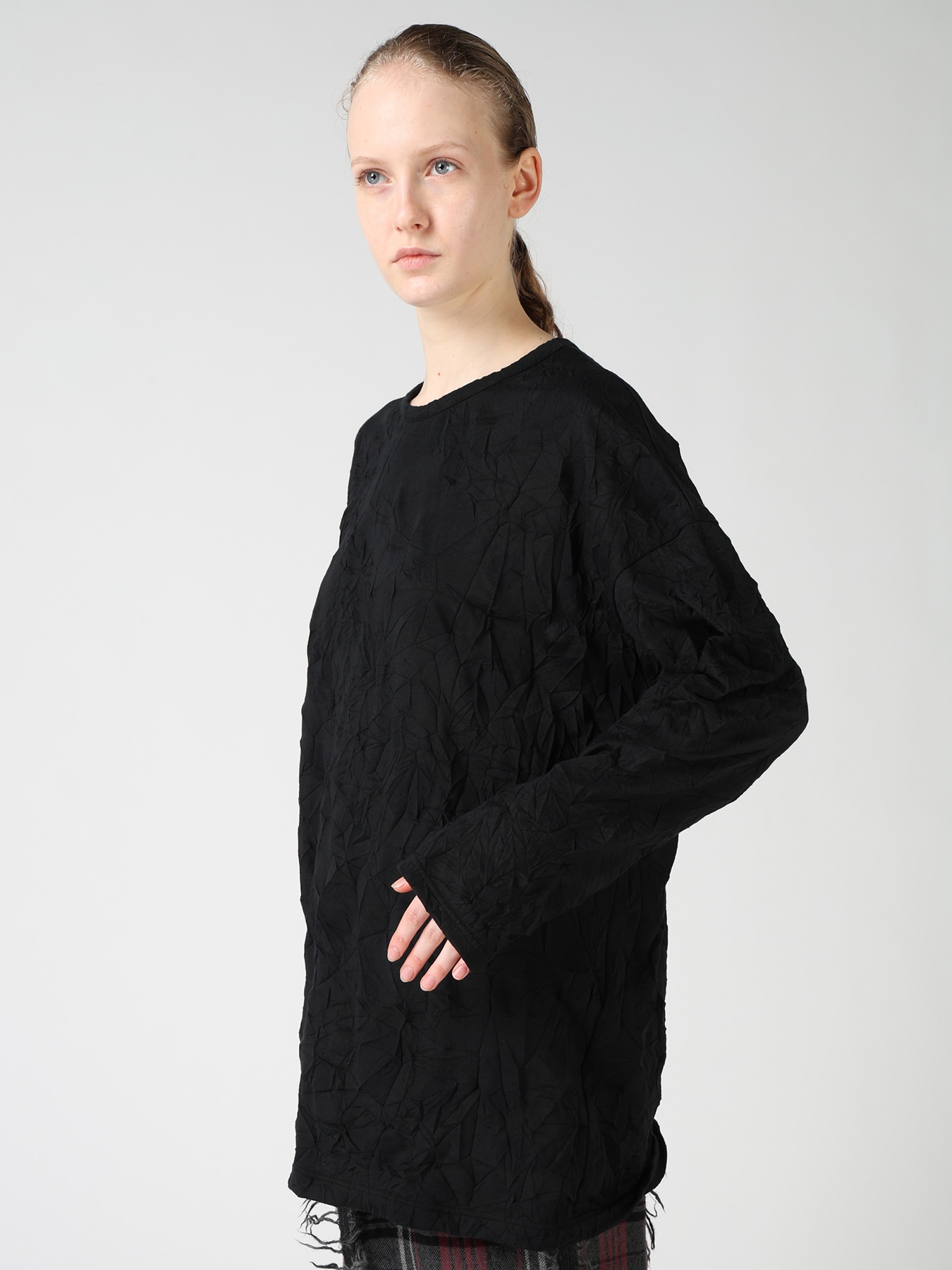 RANDOM DOT JACQUARD BIG LONG SLEEVE T-SHIRT