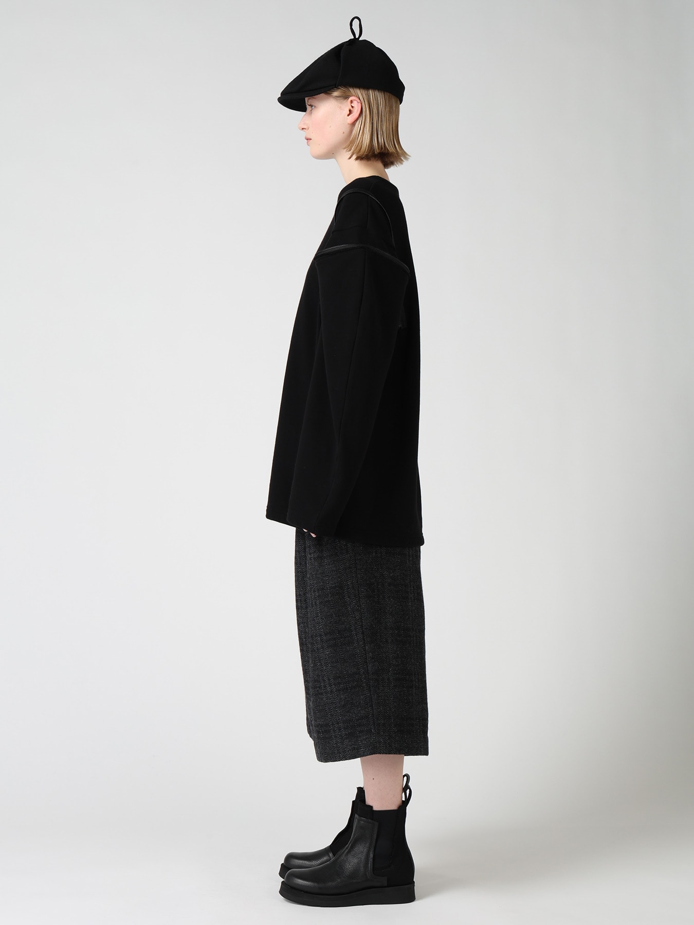 FRENCH TERRY SHOULDER ZIP PULLOVER