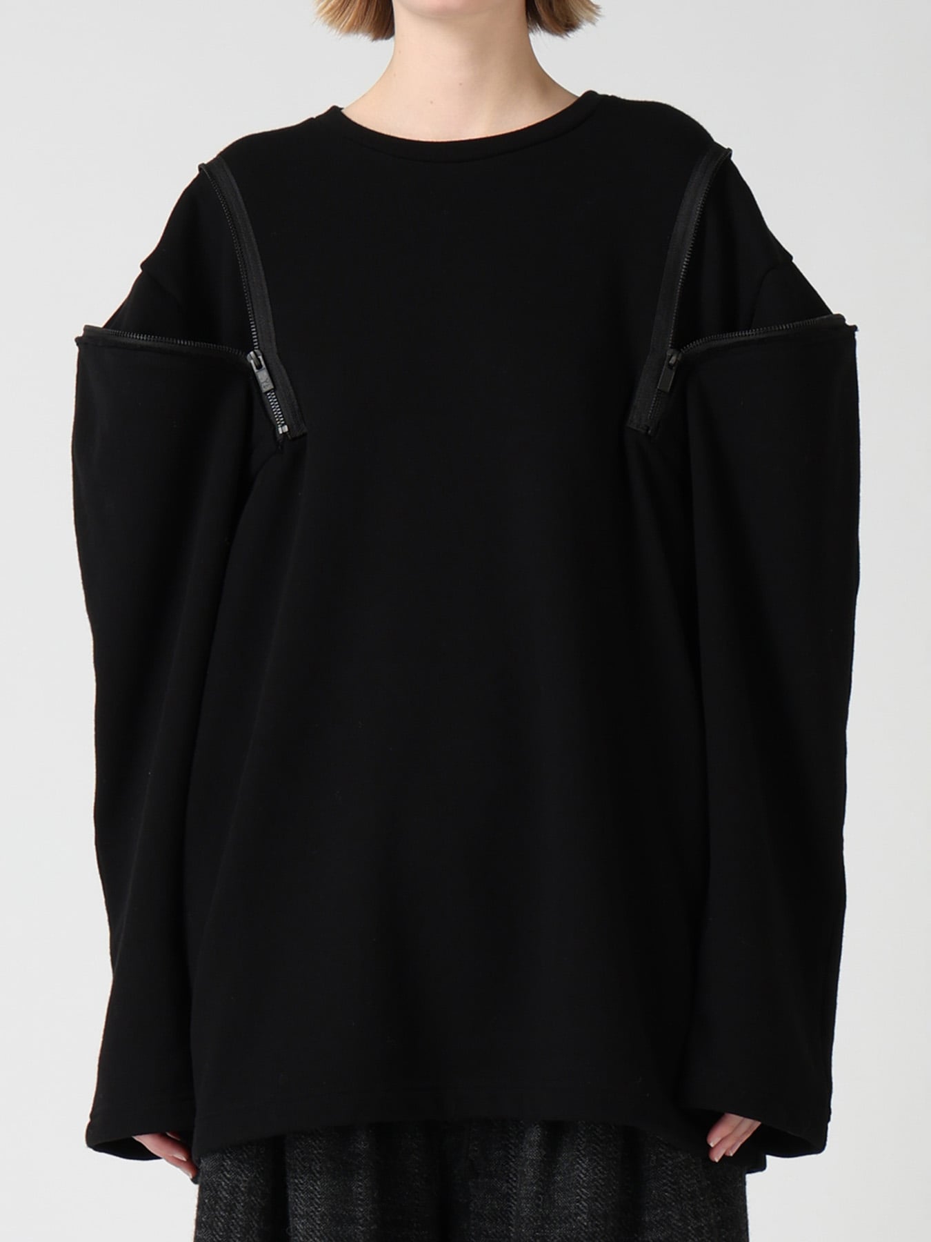 FRENCH TERRY SHOULDER ZIP PULLOVER